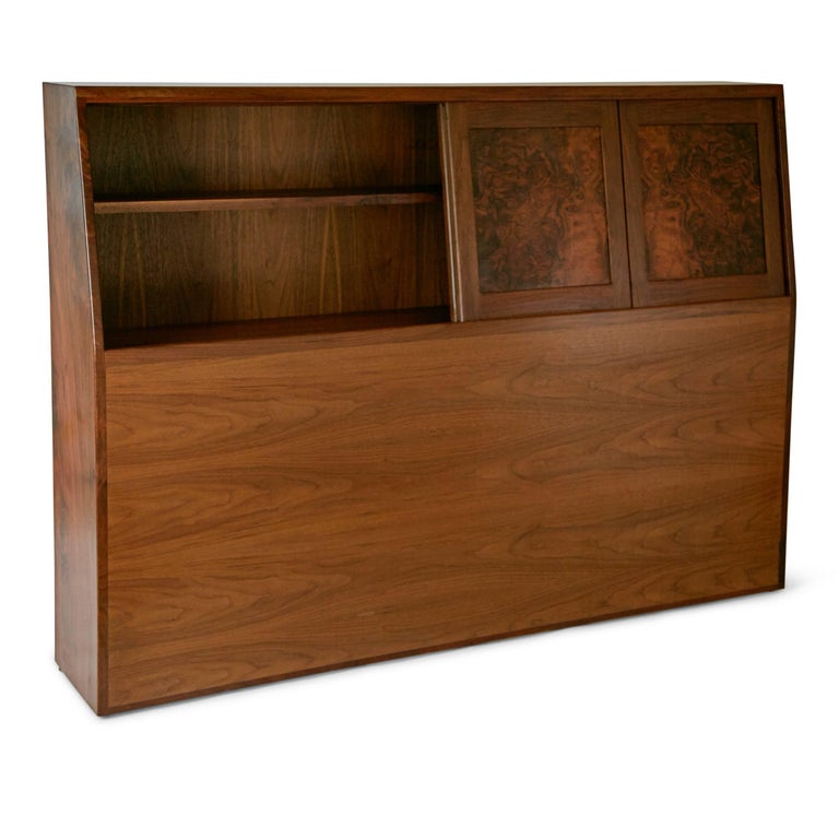 Solid Walnut Craftsman Headboard by Ed Crowell, Signed and Dated 1975