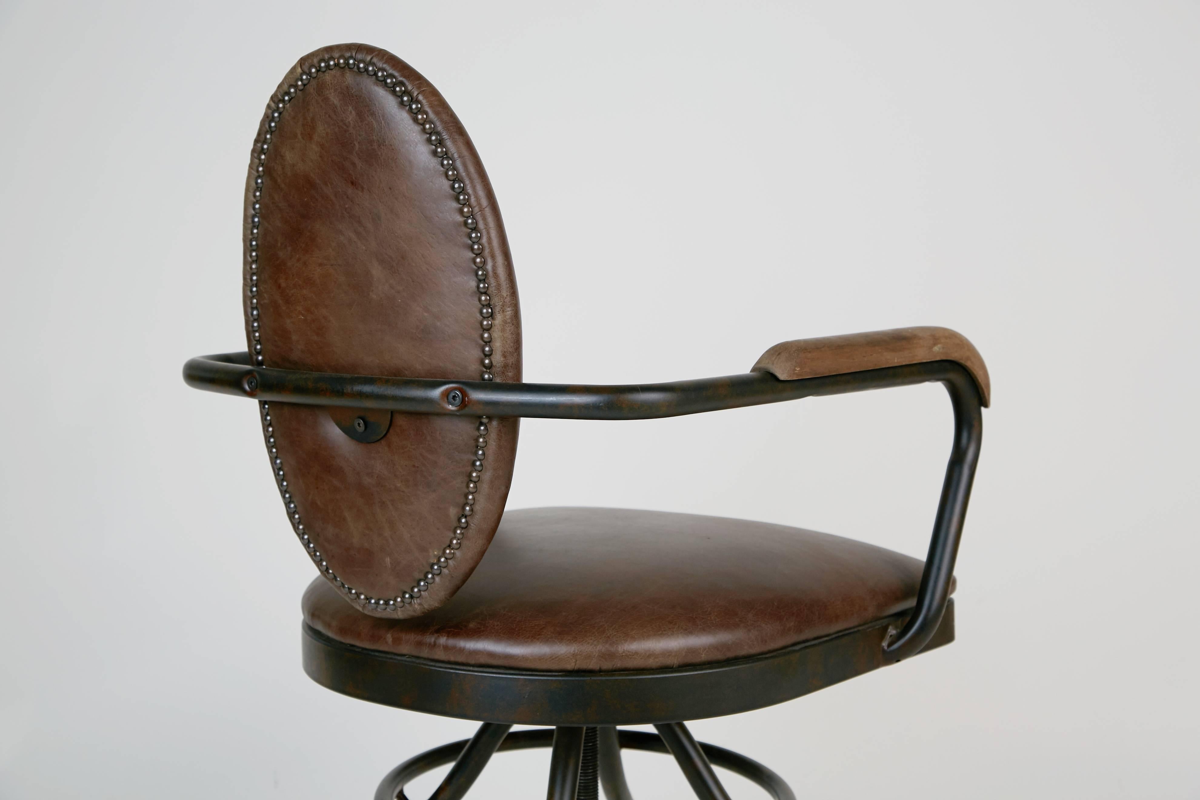 Art Deco Industrial Style Oval Back Desk Chair, circa 1930