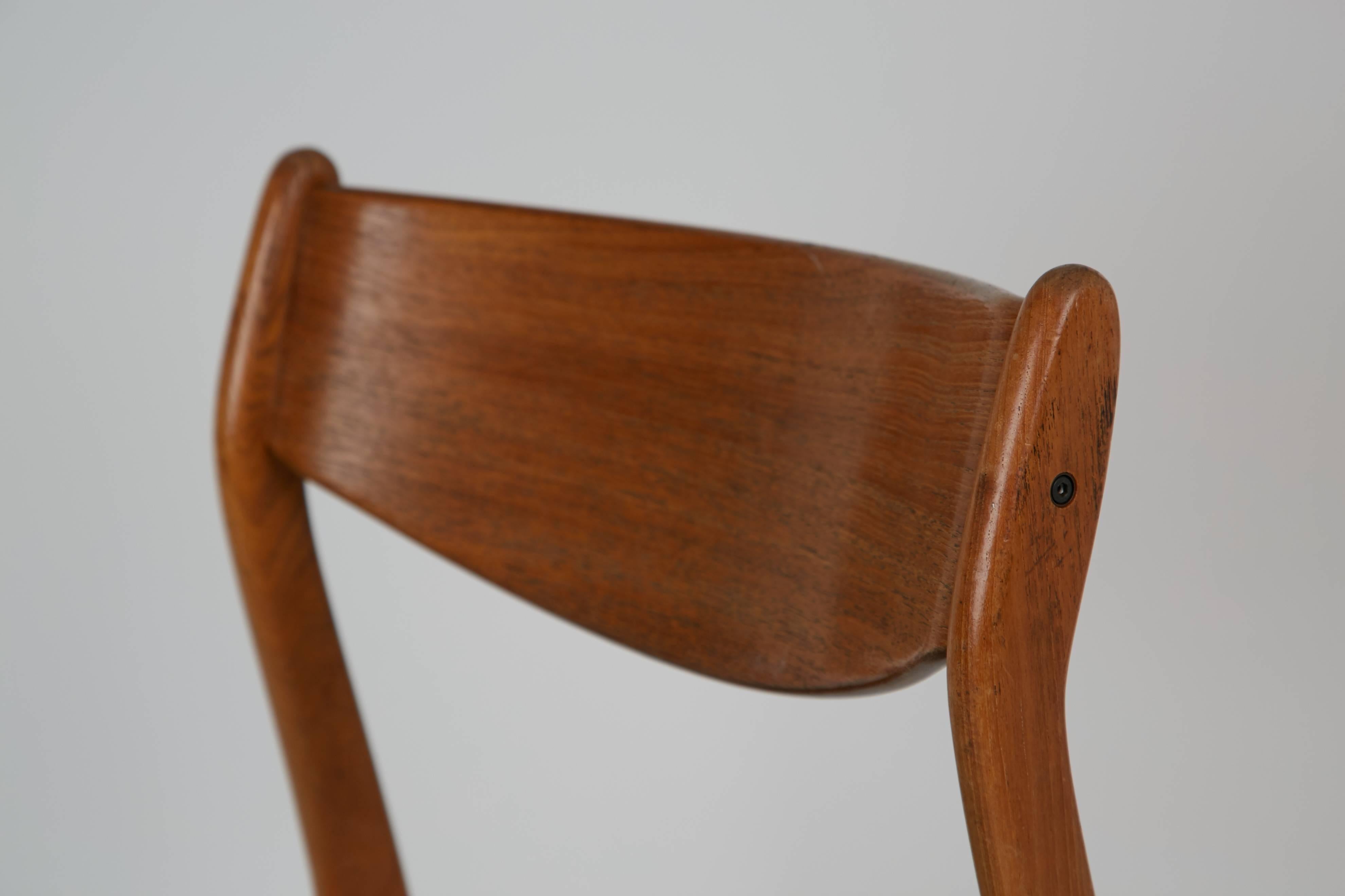 Danish Modern Teak Side Chair with Teal Upholstery, Circa 1960 1