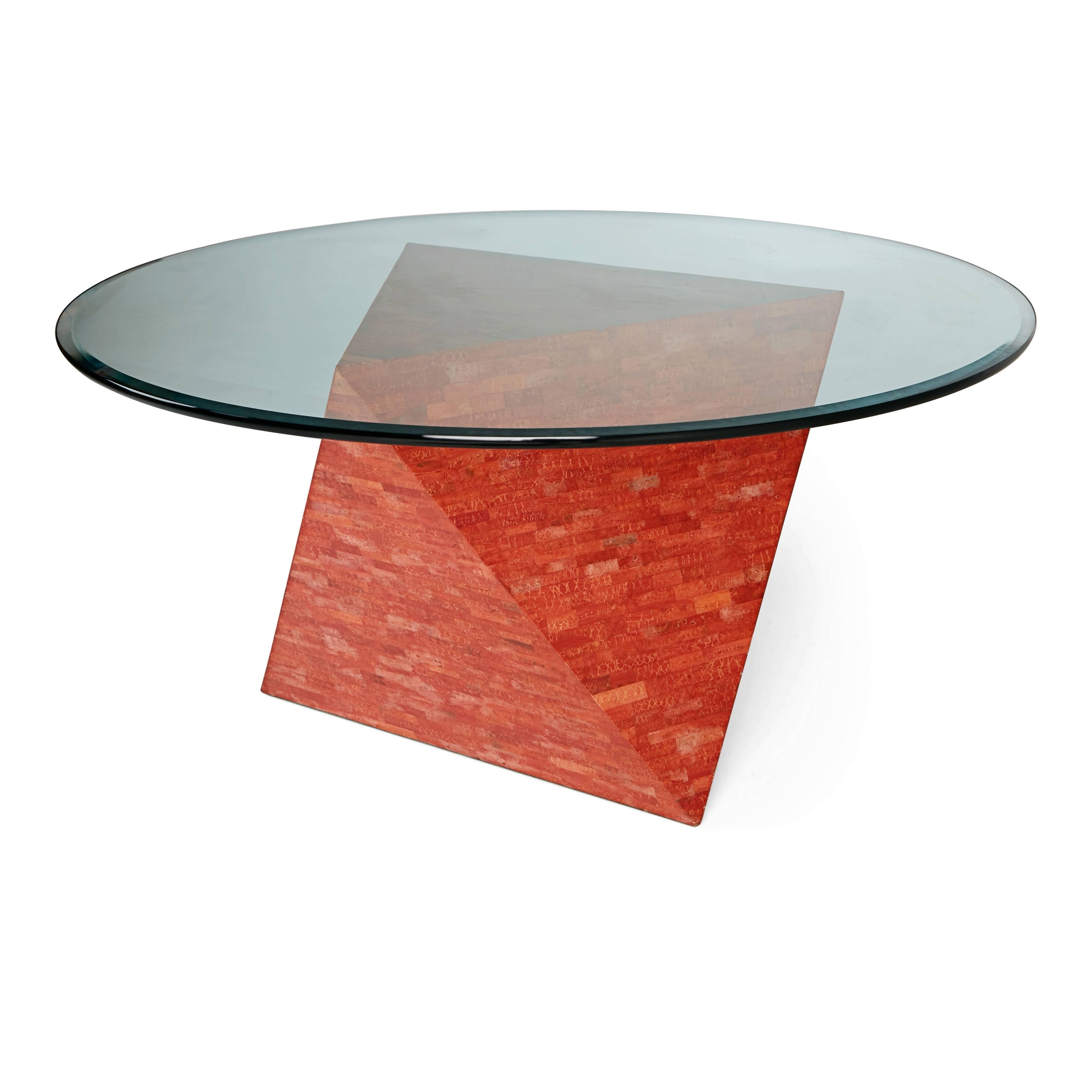 Modern Maitland Smith Red Polyhedral Dining Table, circa 1990, Signed