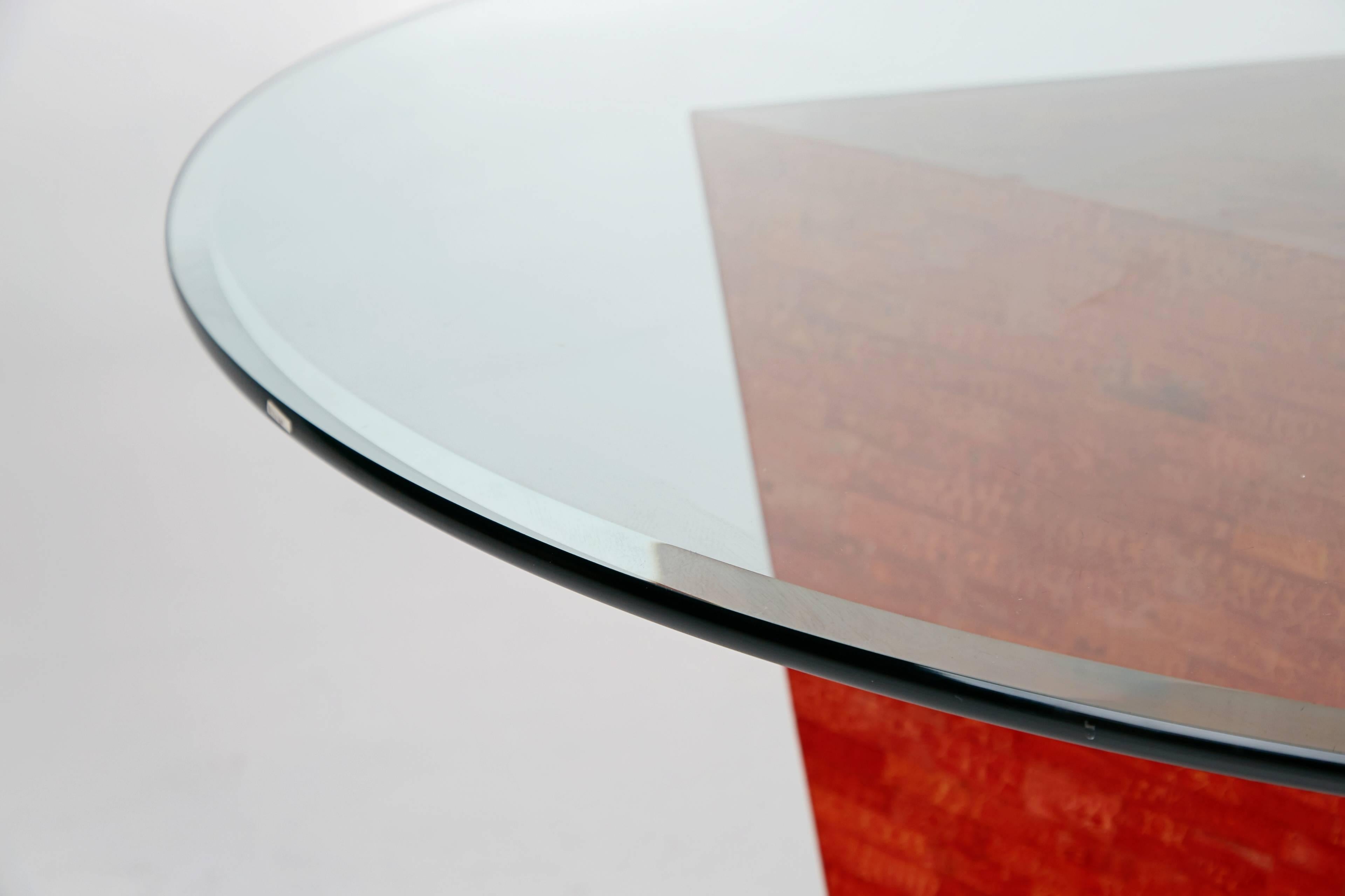 Glass Maitland Smith Red Polyhedral Dining Table, circa 1990, Signed