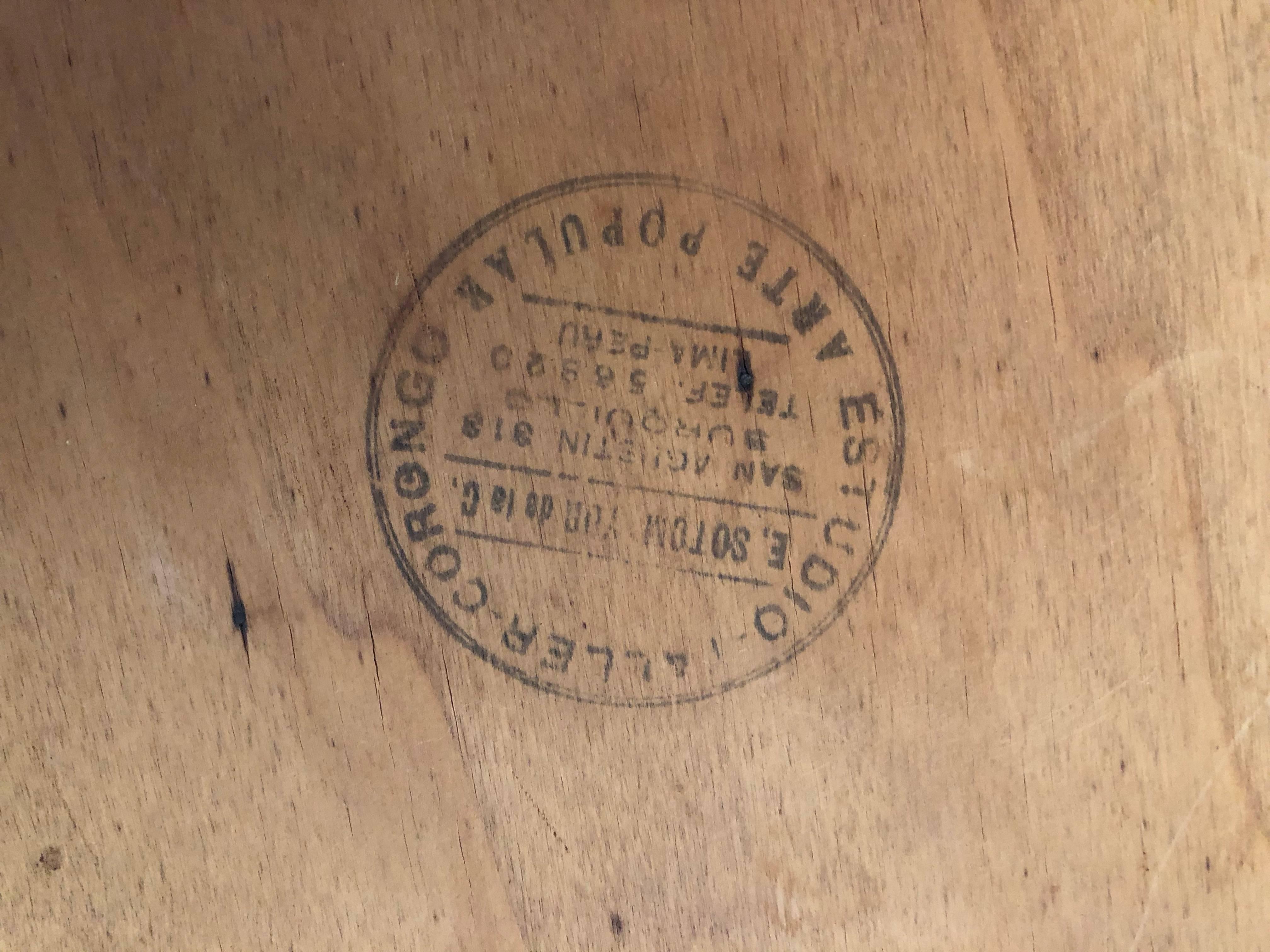 Peruvian Tooled Leather Coffee Table, Stamped, circa 1945 1