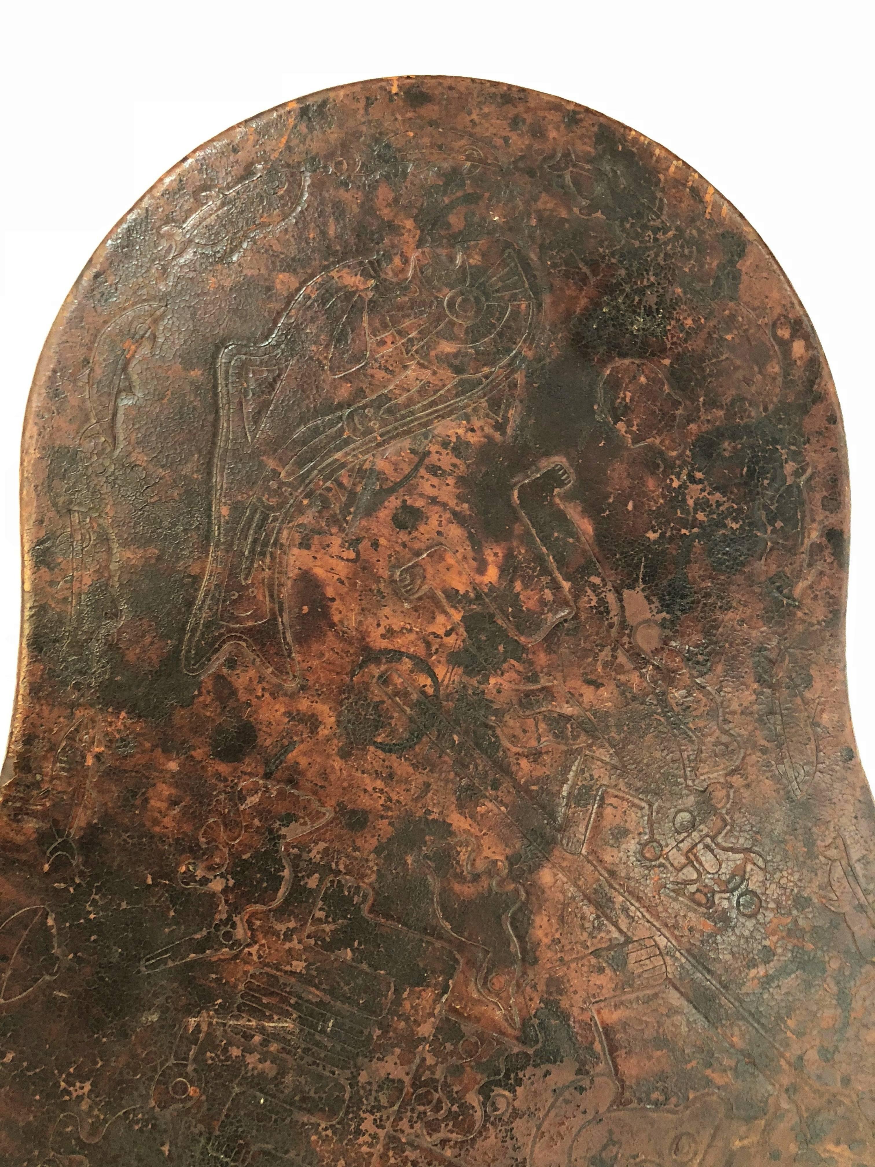 Mid-20th Century Peruvian Tooled Leather Coffee Table, Stamped, circa 1945
