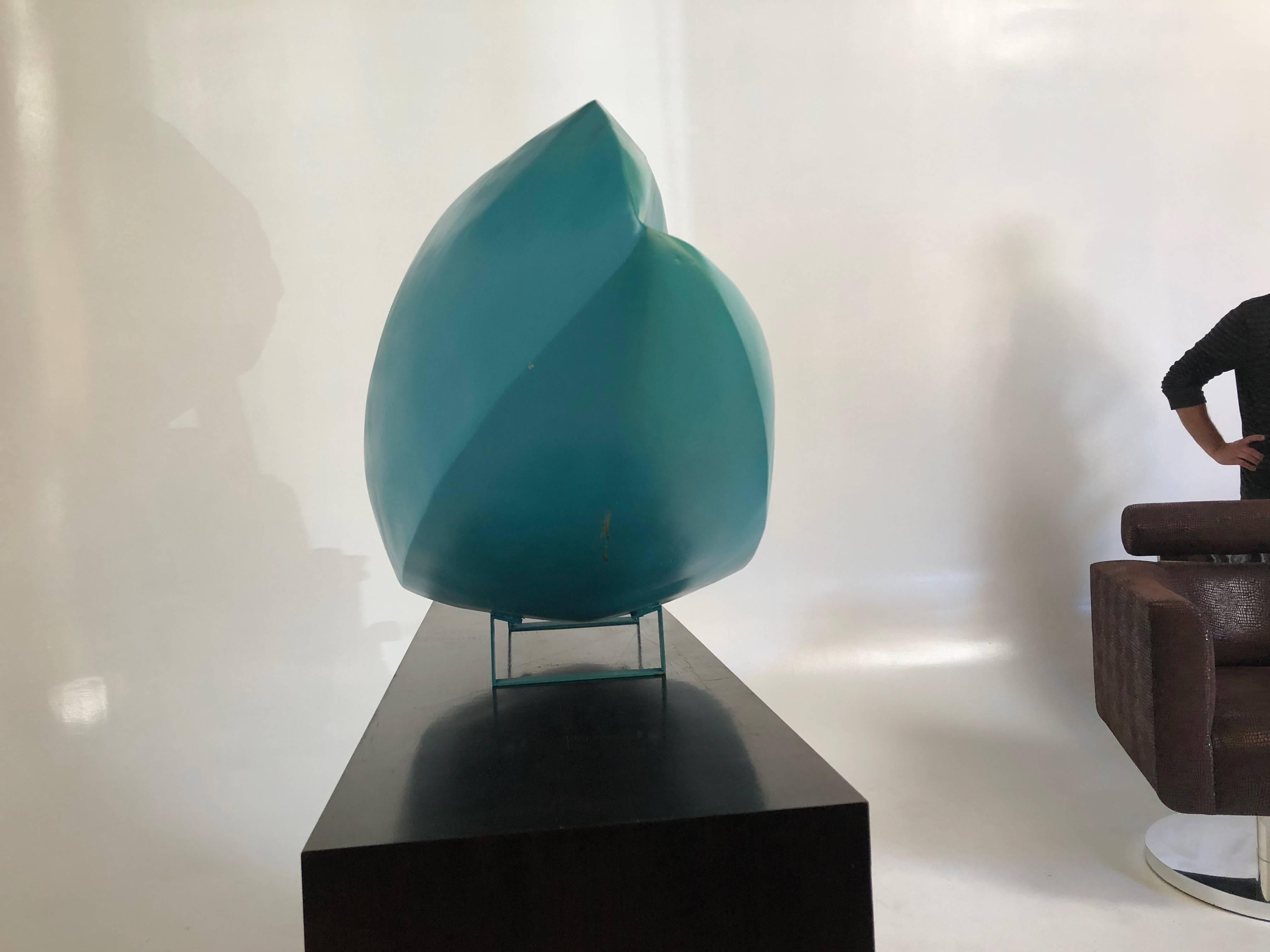 Late 20th Century Monumental Teal Painted Abstract Fiberglass Sculpture, circa 1980