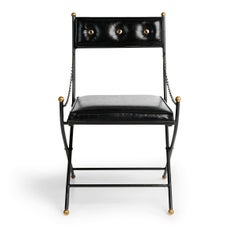 Campaign Folding Chairs in the Style of Maison Jansen, Set of Eight, circa 1960