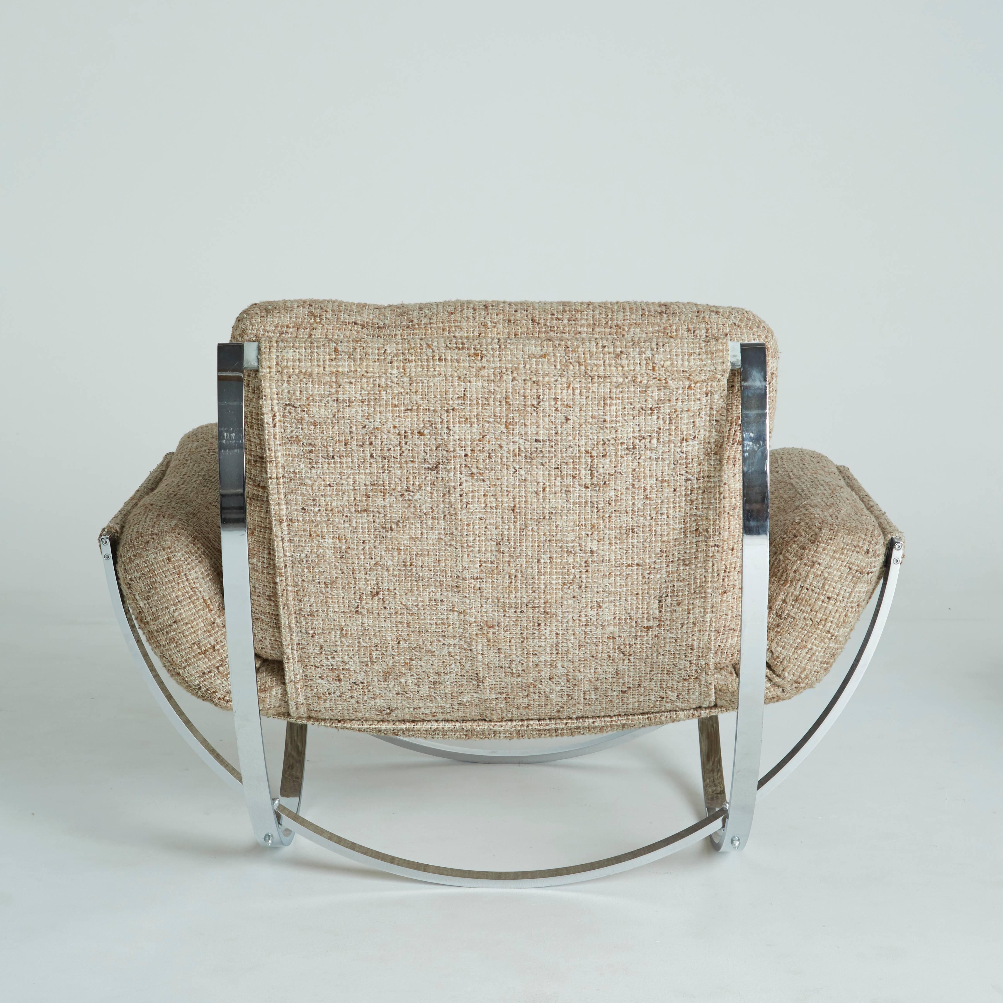Mid-Century Modern Floating Tan Wool Sculptural Lounge Chair and Ottoman by Lennart Bender, 1970s