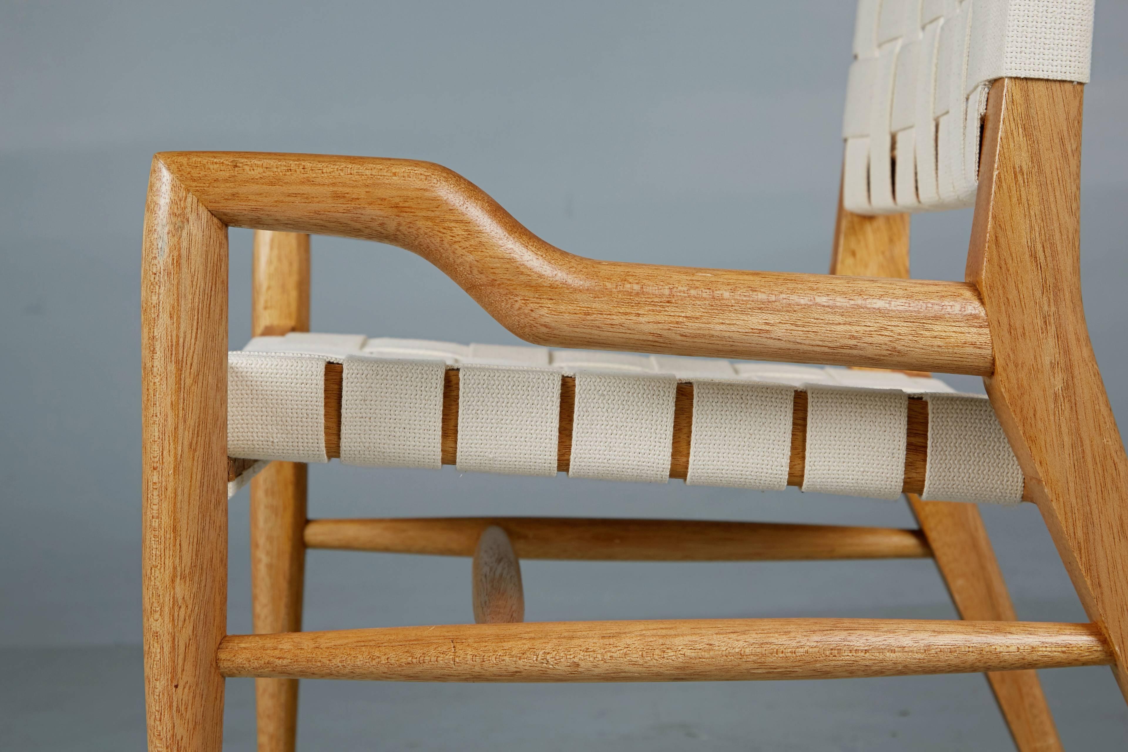 Fabric John Keal for Brown Saltman Sculptural Lounge Chairs, Set of Four, circa 1954