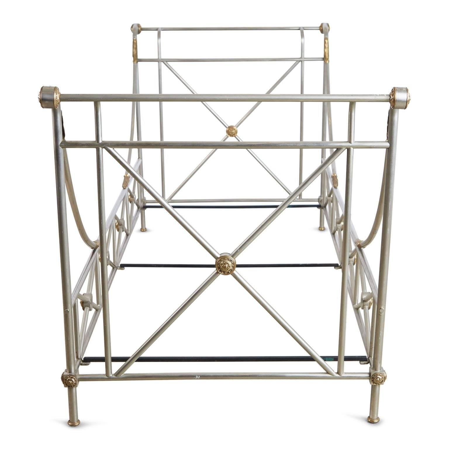 Italian Maison Jansen Brass and Brushed Nickel Daybed, circa 1960s, Italy