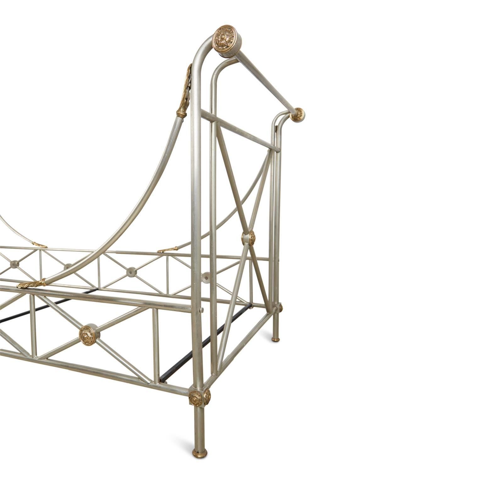 Mid-20th Century Maison Jansen Brass and Brushed Nickel Daybed, circa 1960s, Italy