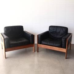 Pair of Komfort Rosewood and Leather Club Chairs