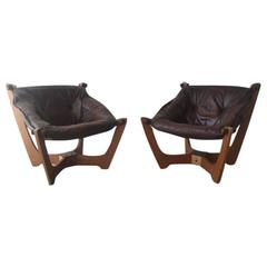 Vintage Mid Century Modern Luna Chairs by Odd Knutsen-Pair
