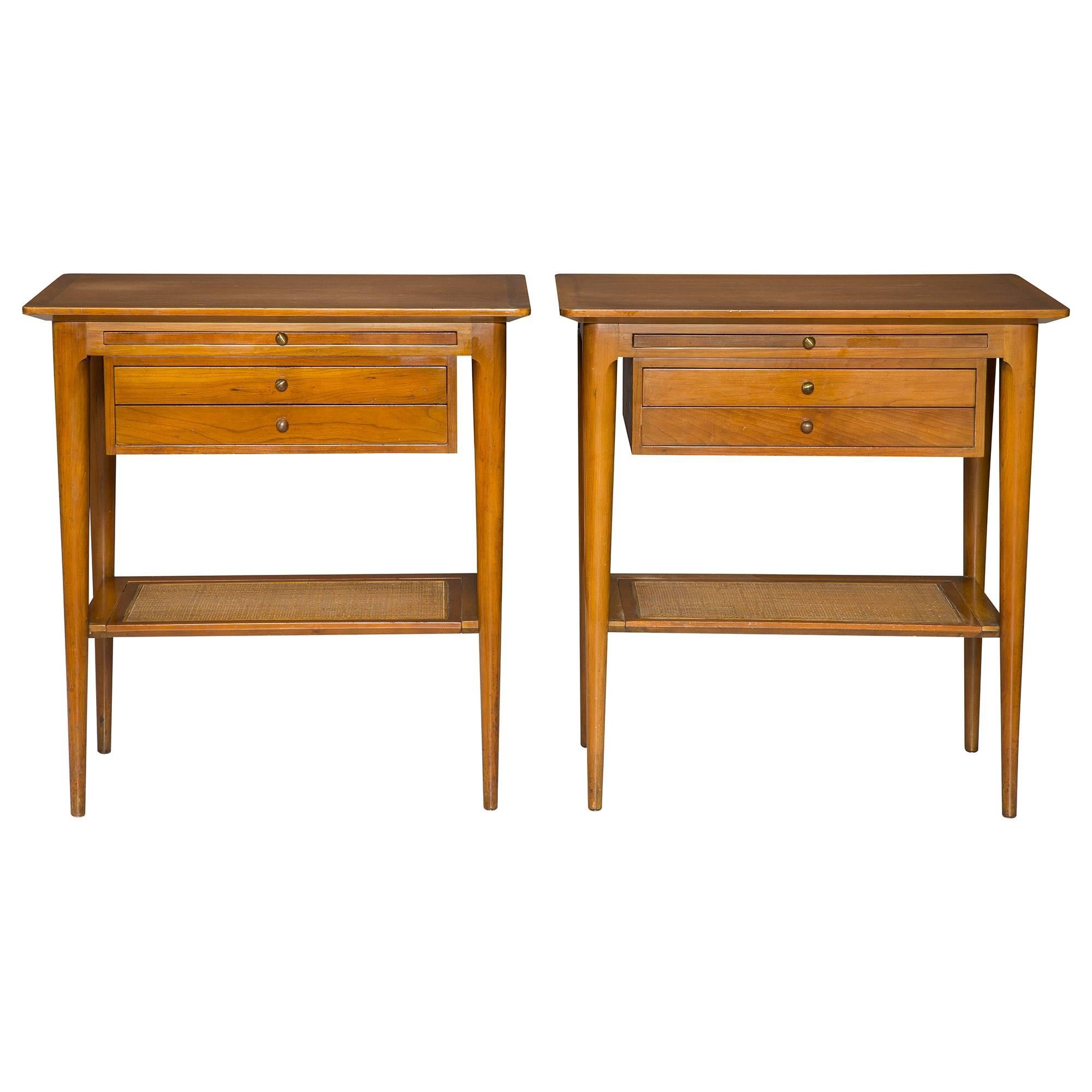 John Widdicomb Nightstands Cherry Side Tables