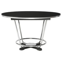 Art Deco Black Glass & Chrome Breakfast Table - Donald Deskey Attributed - SALE