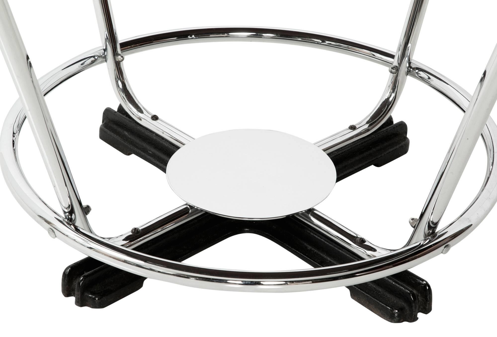 Art Deco Black Glass & Chrome Breakfast Table - Donald Deskey Attributed - SALE In Excellent Condition In Los Angeles, CA