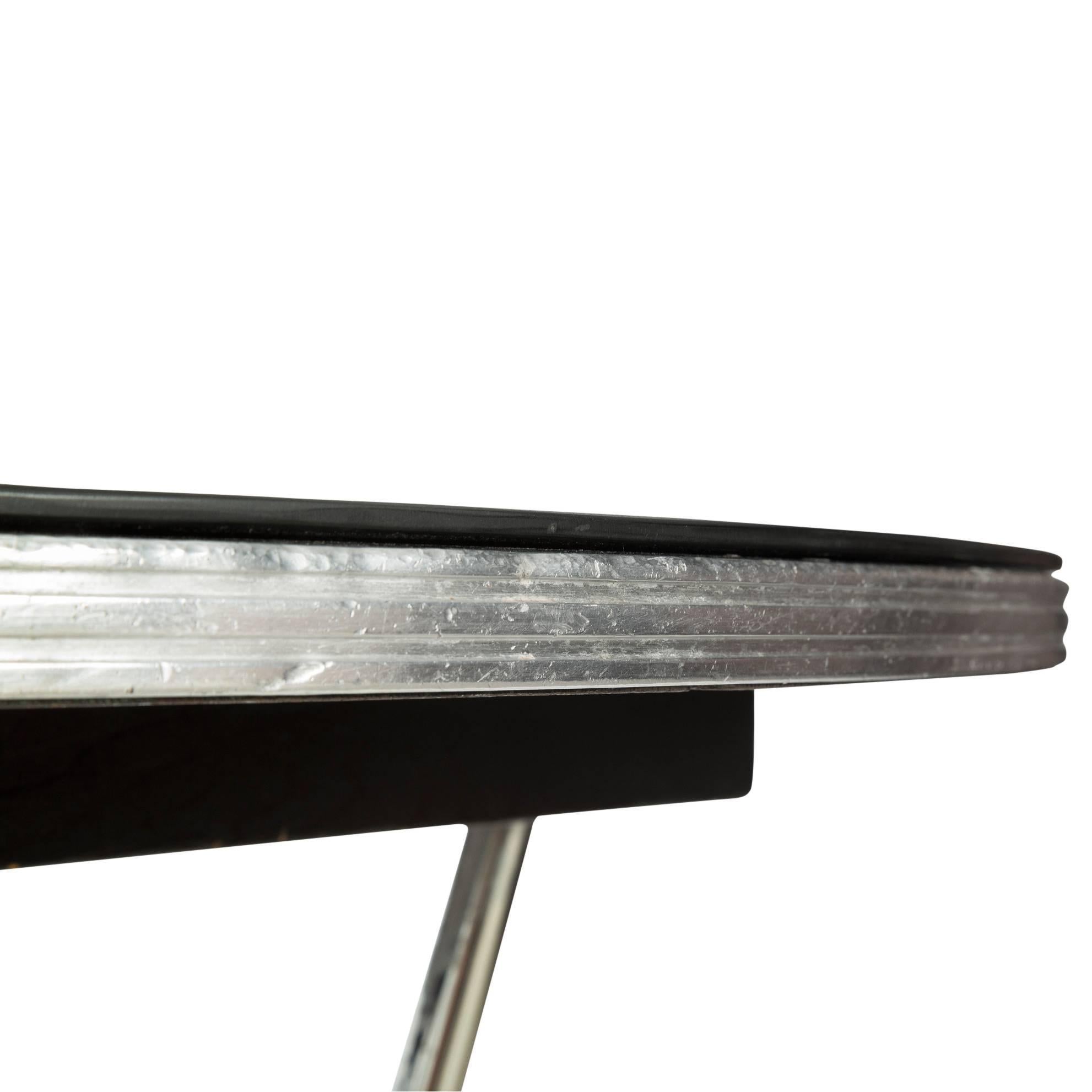 Unknown Art Deco Black Glass & Chrome Breakfast Table - Donald Deskey Attributed - SALE