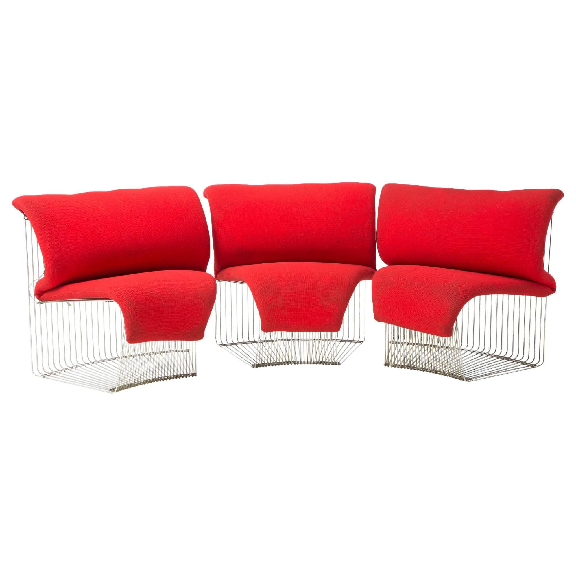 Danish Verner Panton Pantonova Set of Three Chairs and Ottoman for Fritz Hansen - SA