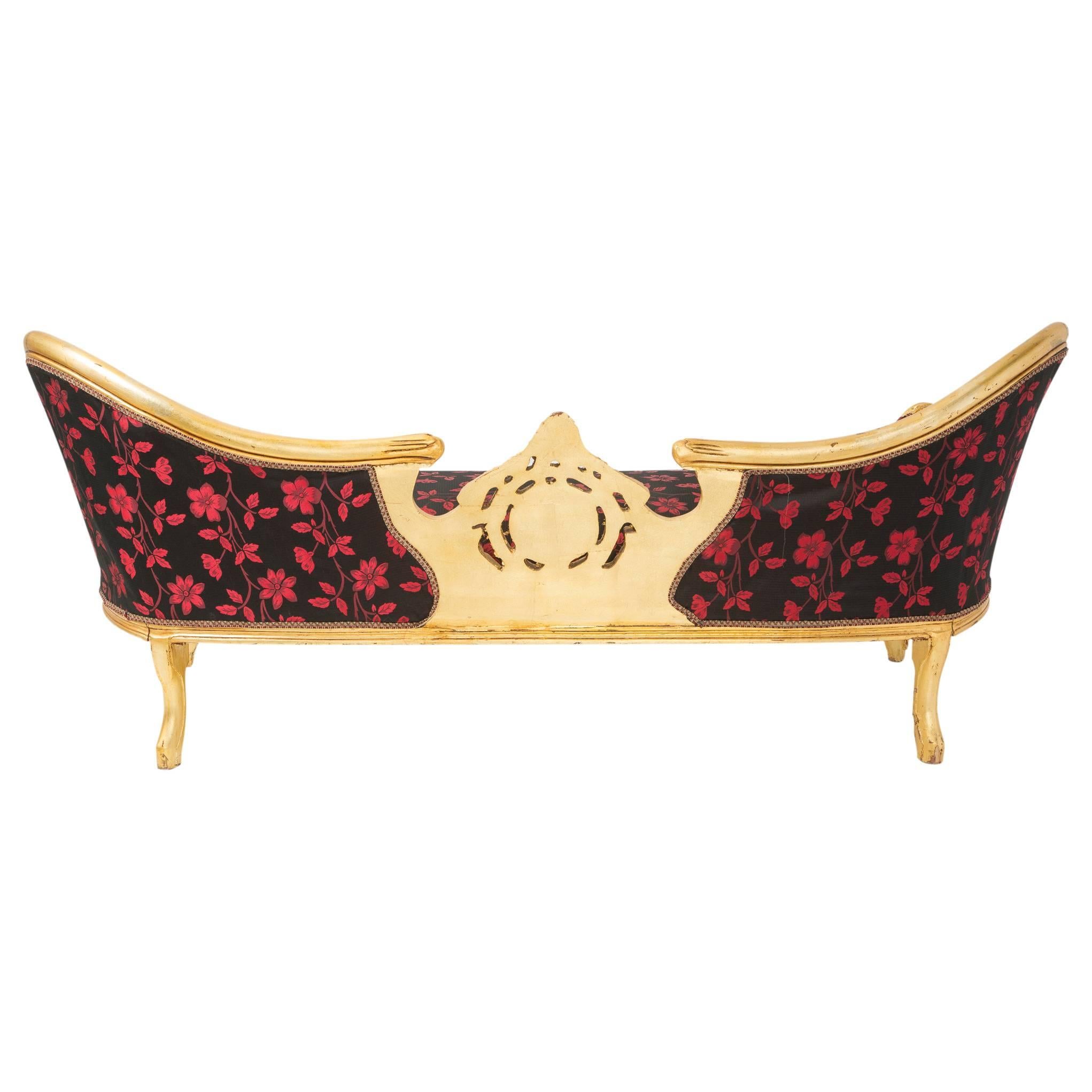 Regency French Style Settee Sofa with Ornate Carved Gold Frame - ON SALE