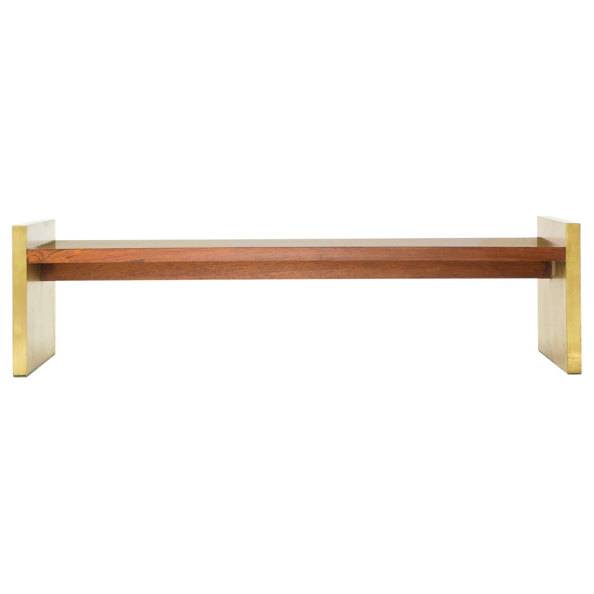 Art Deco Brass and Rosewood Window Bench by Roger Sprunger for Dunbar