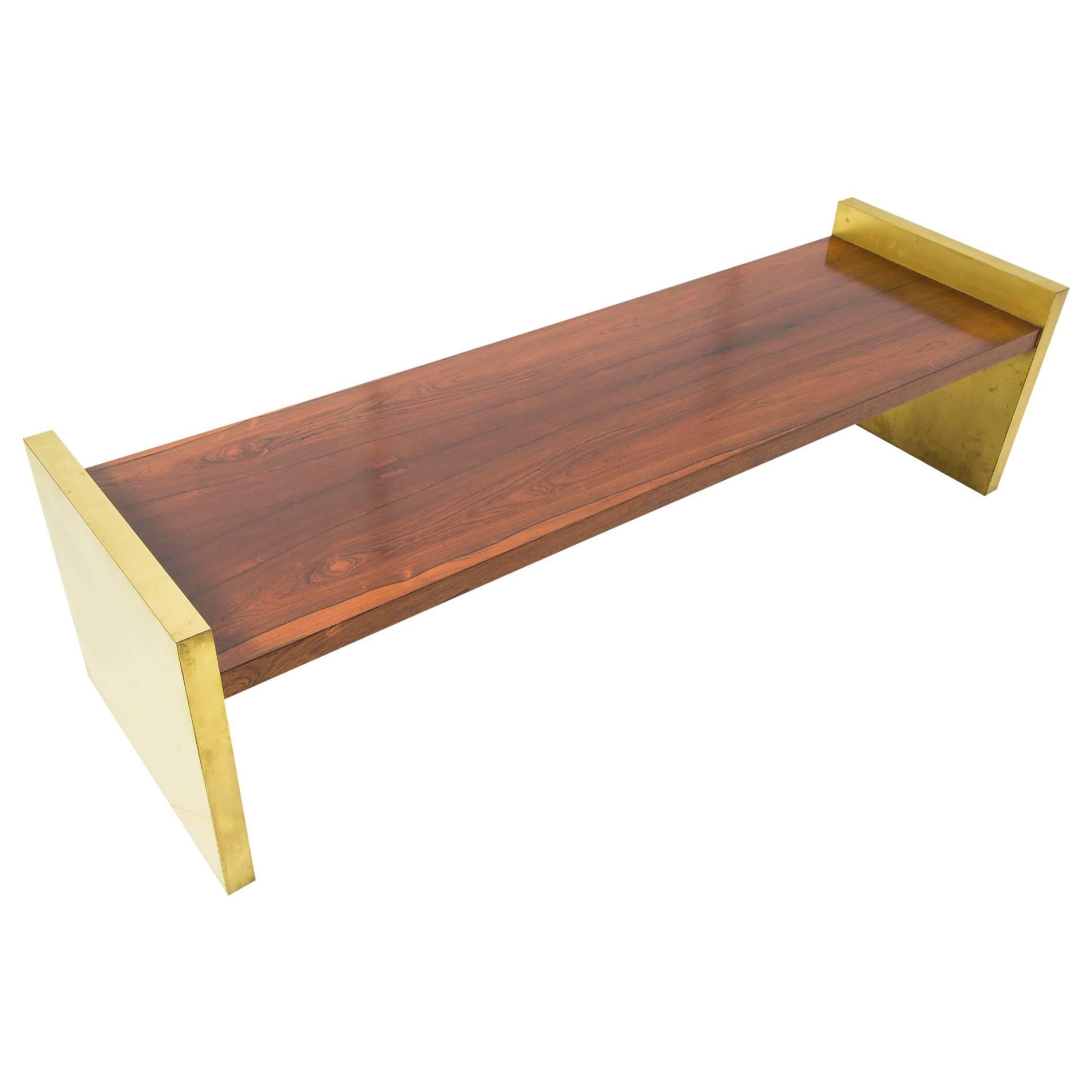 American Brass and Rosewood Window Bench by Roger Sprunger for Dunbar