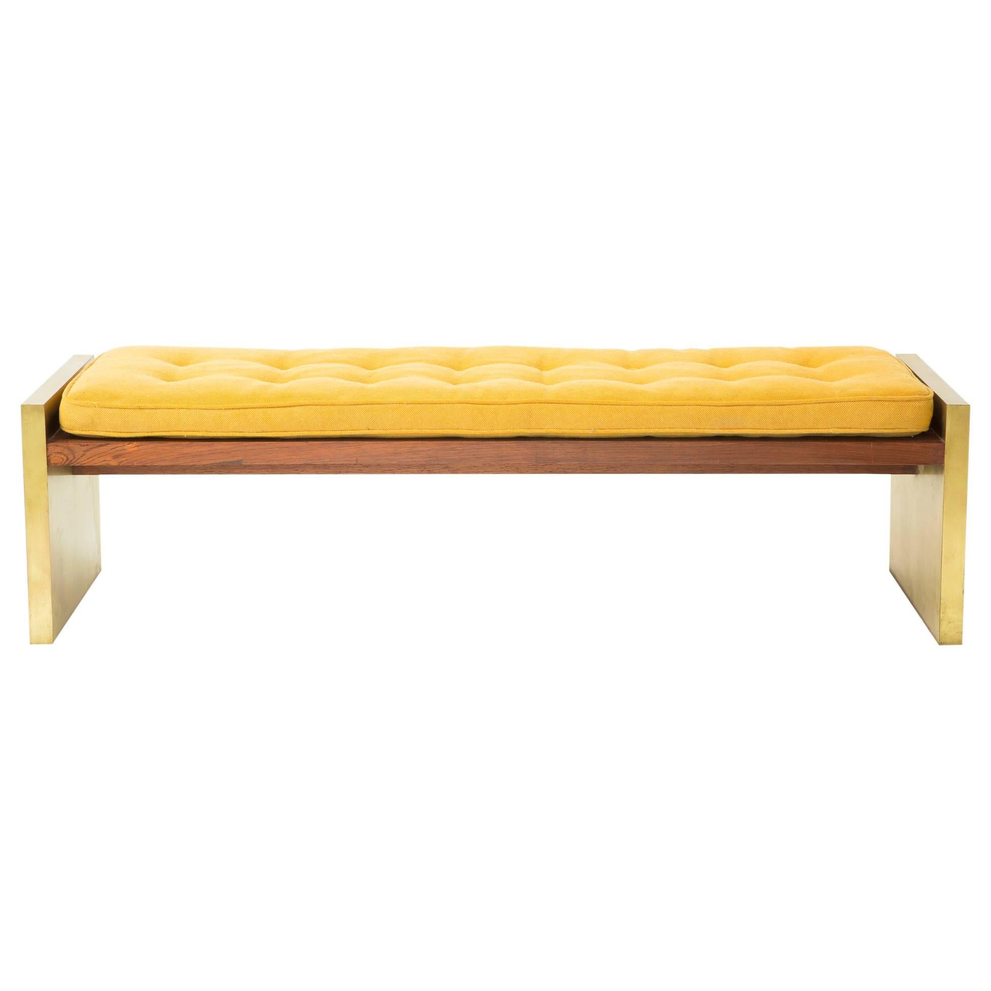 Brass and Rosewood Window Bench by Roger Sprunger for Dunbar 1