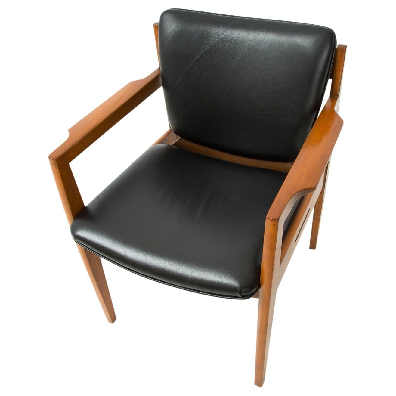 Mid-Century Modern Danish Modern Black Leather Armchair