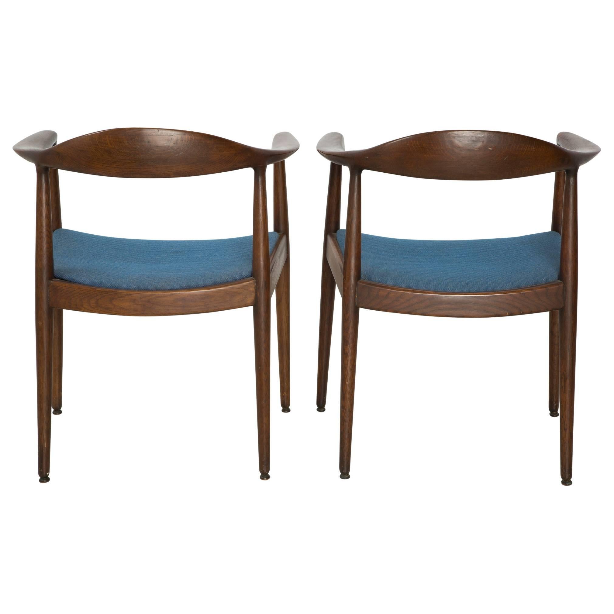Mid-Century Modern Pair of Blue Danish Modern Chairs Attributed to 