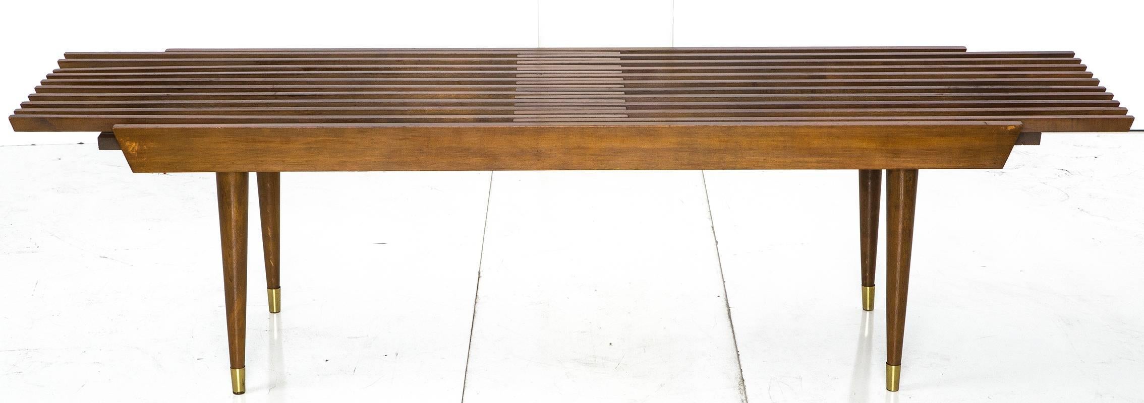 mid century wood bench