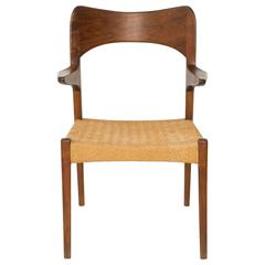 Woven and Teak Arm Chair by Niels Møller for JL Møller