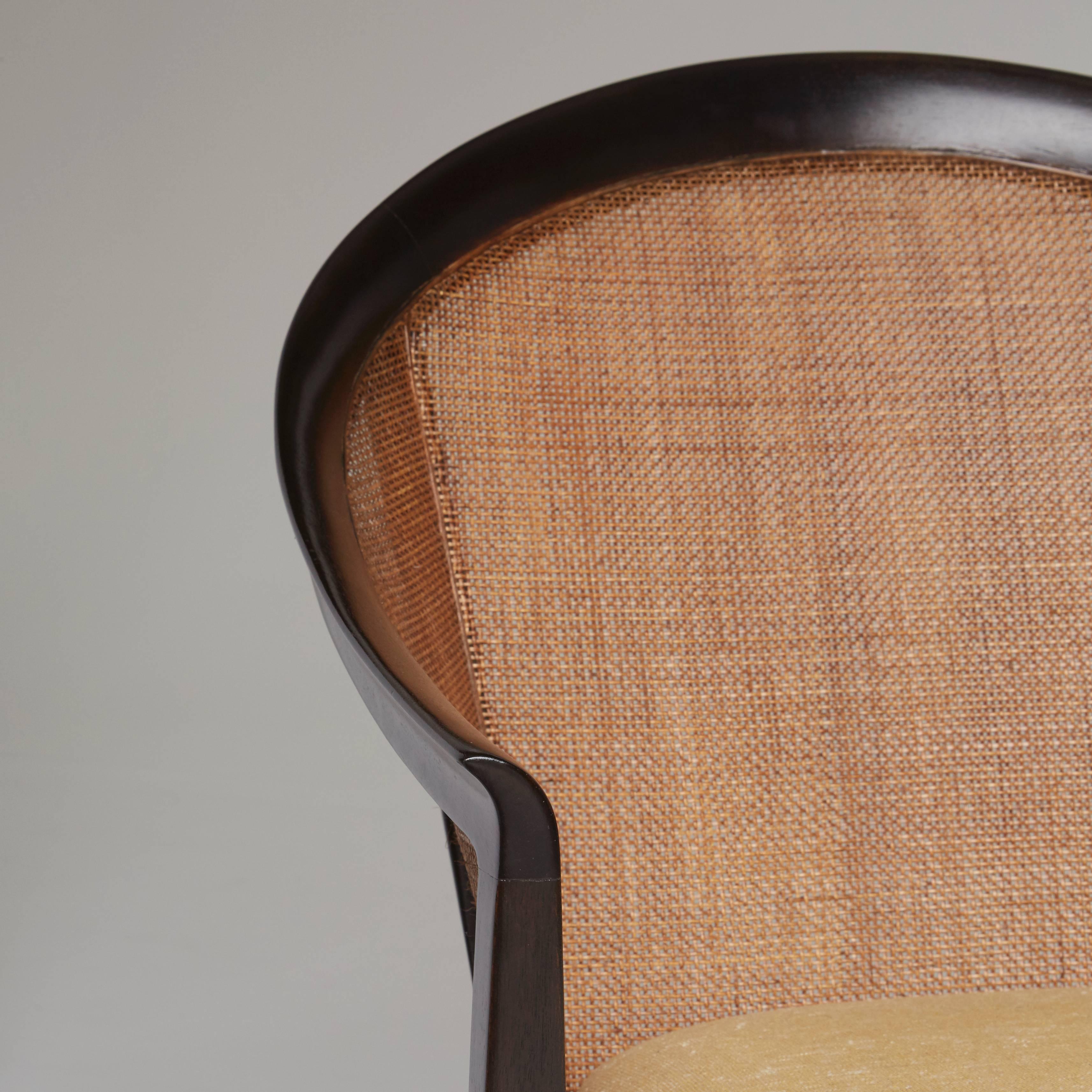 Upholstery Cane Back Armchairs by Kipp Stewart for Directional 