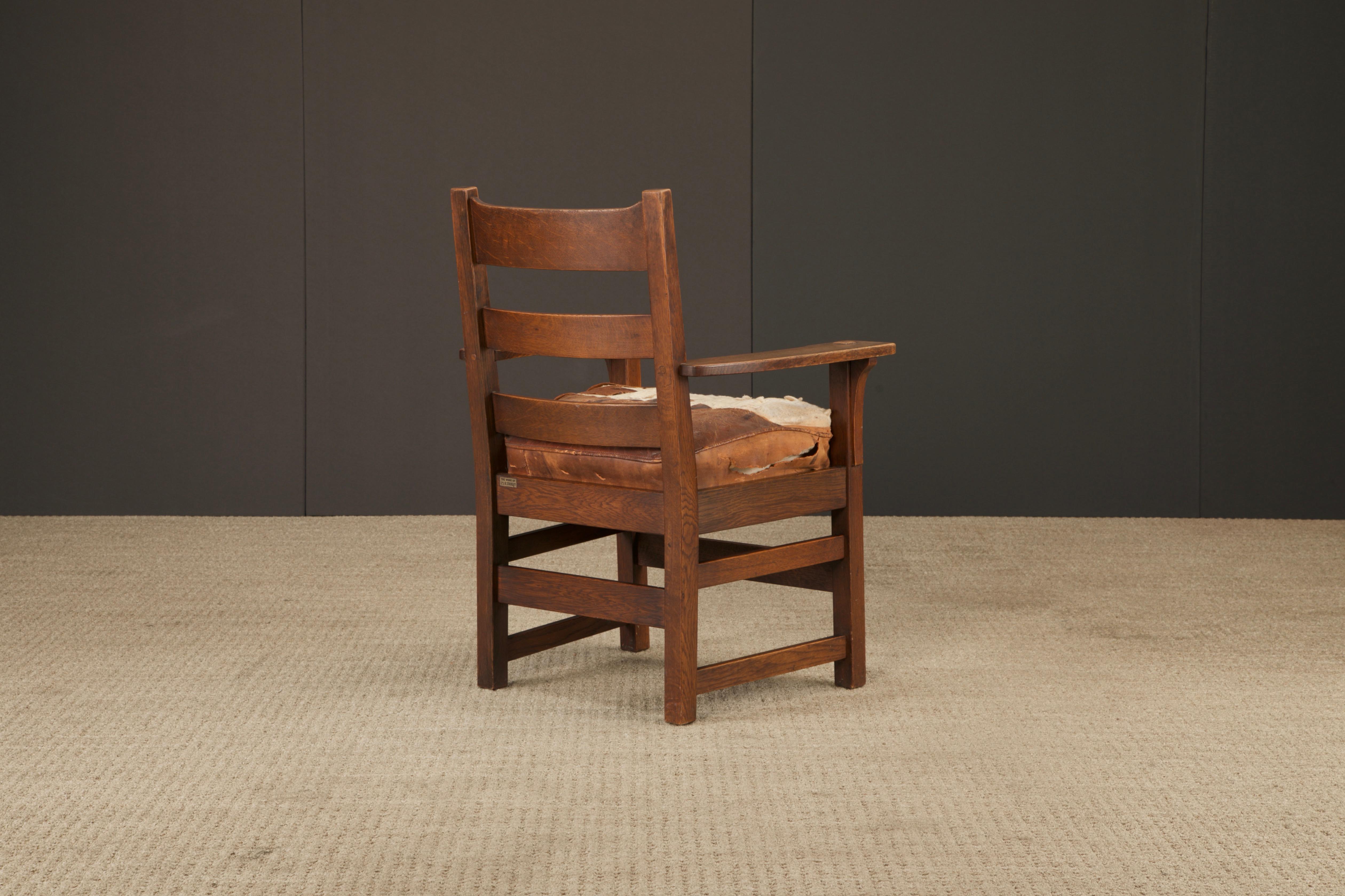 L. Y J.G. Sillón con respaldo de escalera Stickley Mission Oak, c. 1910, Firmado en venta 2
