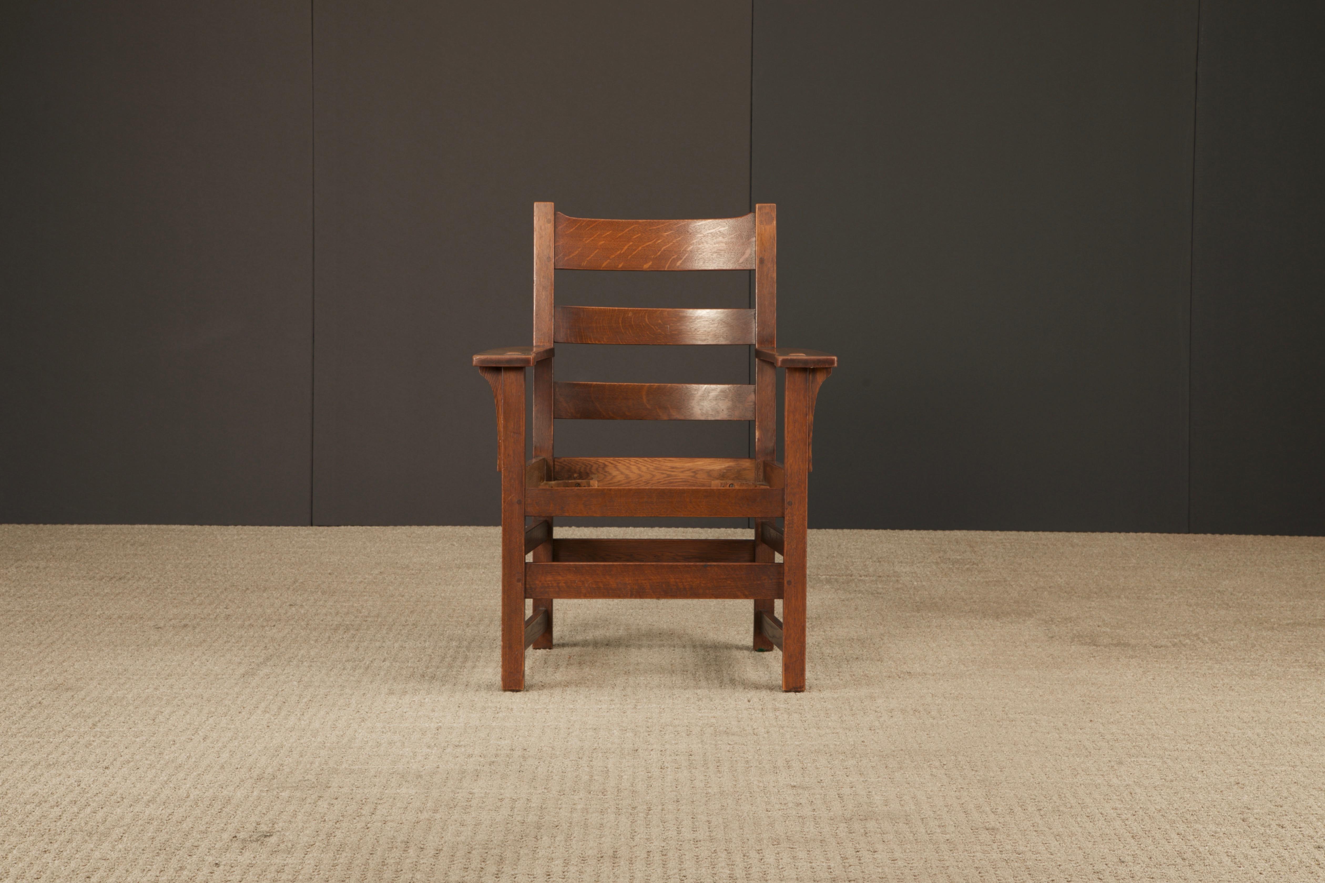 L. Y J.G. Sillón con respaldo de escalera Stickley Mission Oak, c. 1910, Firmado en venta 5