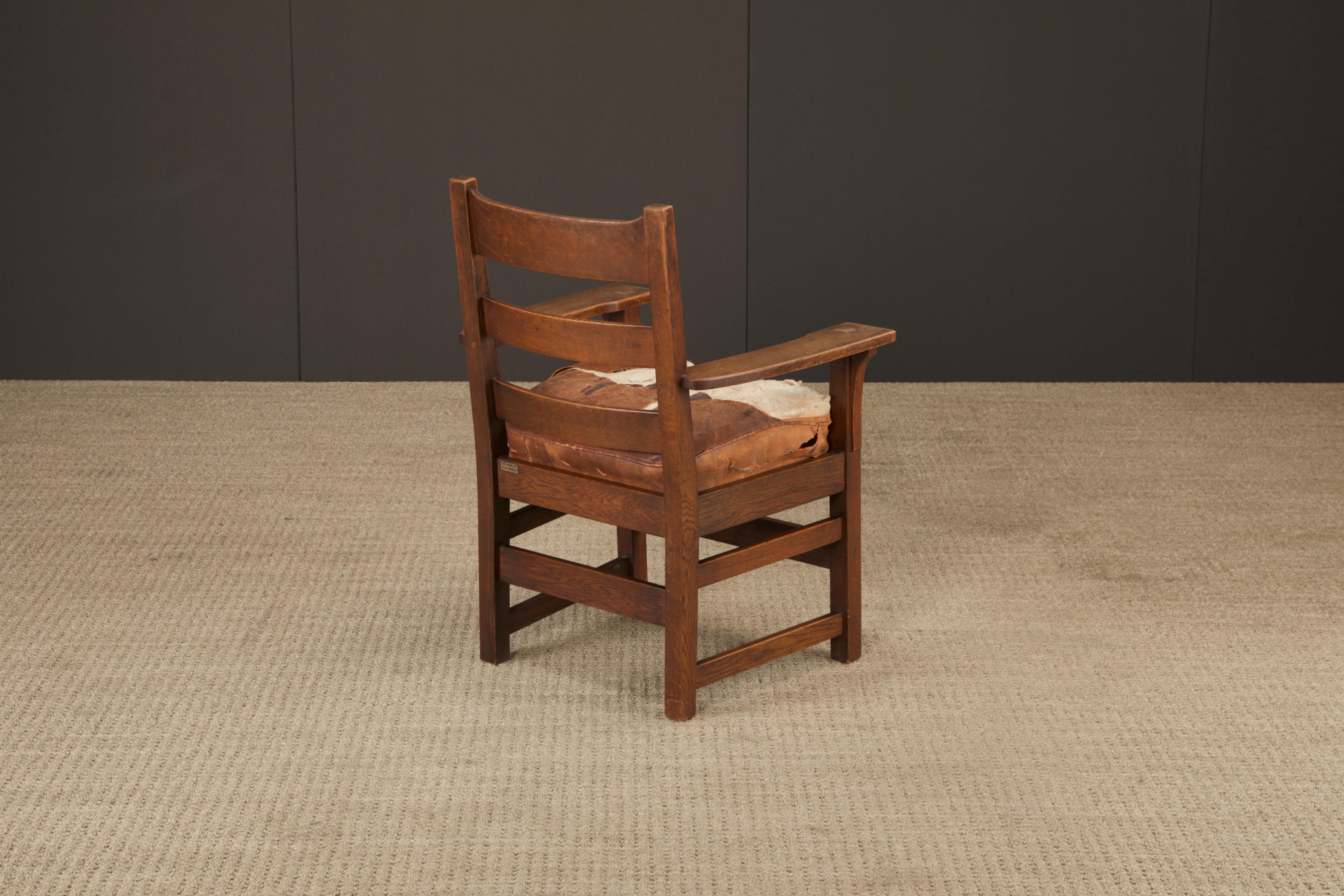 L. Y J.G. Sillón con respaldo de escalera Stickley Mission Oak, c. 1910, Firmado en venta 3