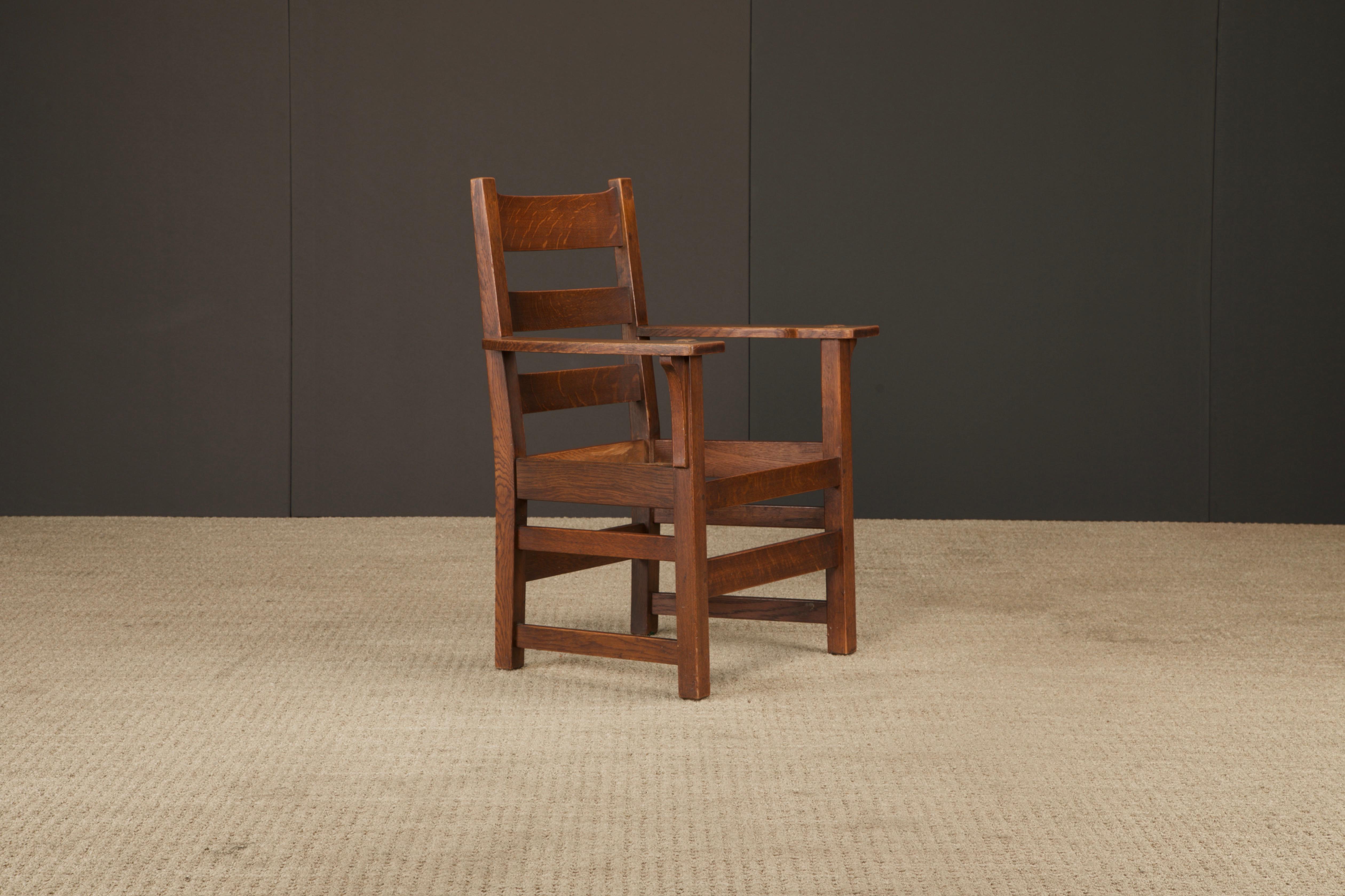 L. Y J.G. Sillón con respaldo de escalera Stickley Mission Oak, c. 1910, Firmado en venta 8