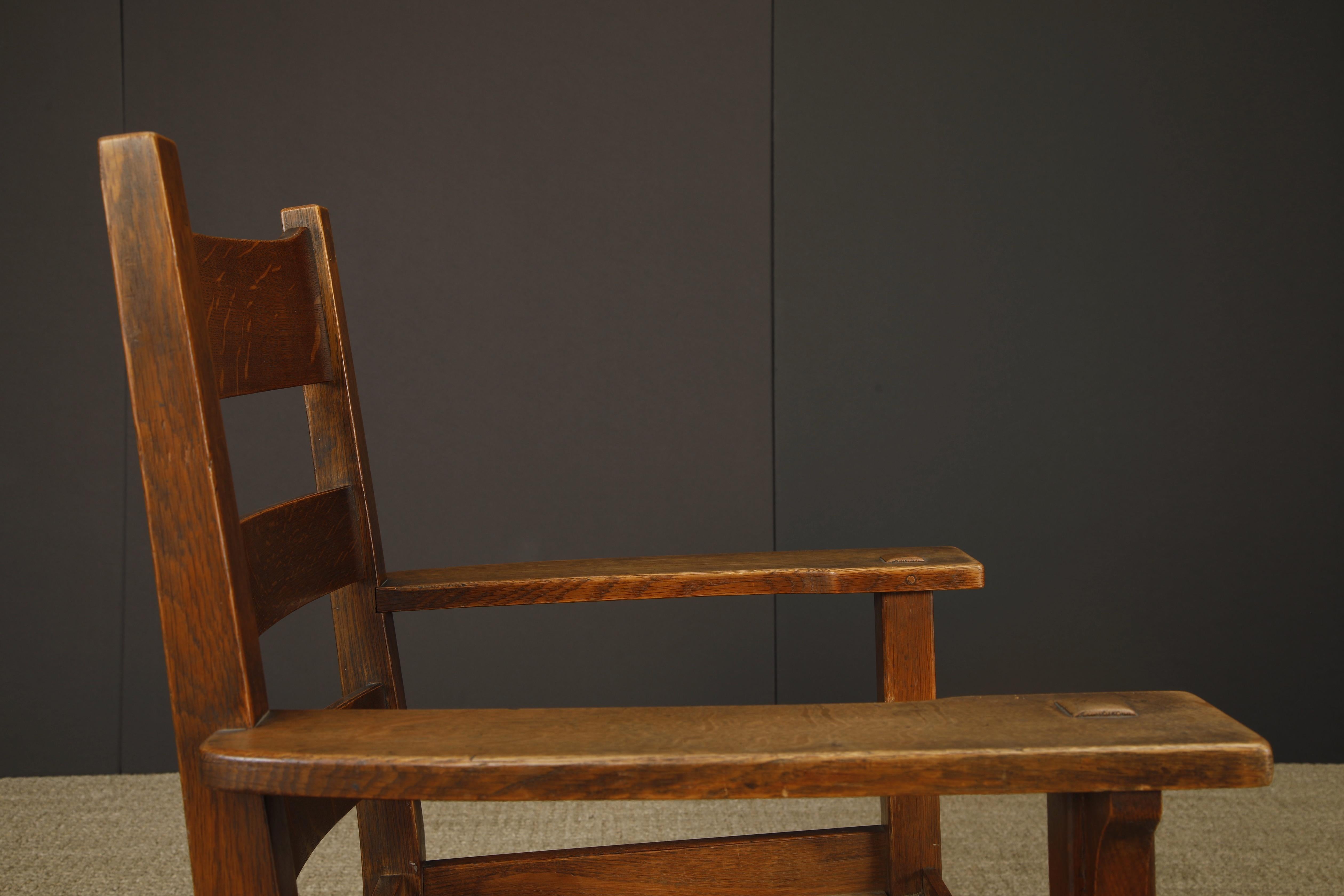 L. Y J.G. Sillón con respaldo de escalera Stickley Mission Oak, c. 1910, Firmado en venta 11