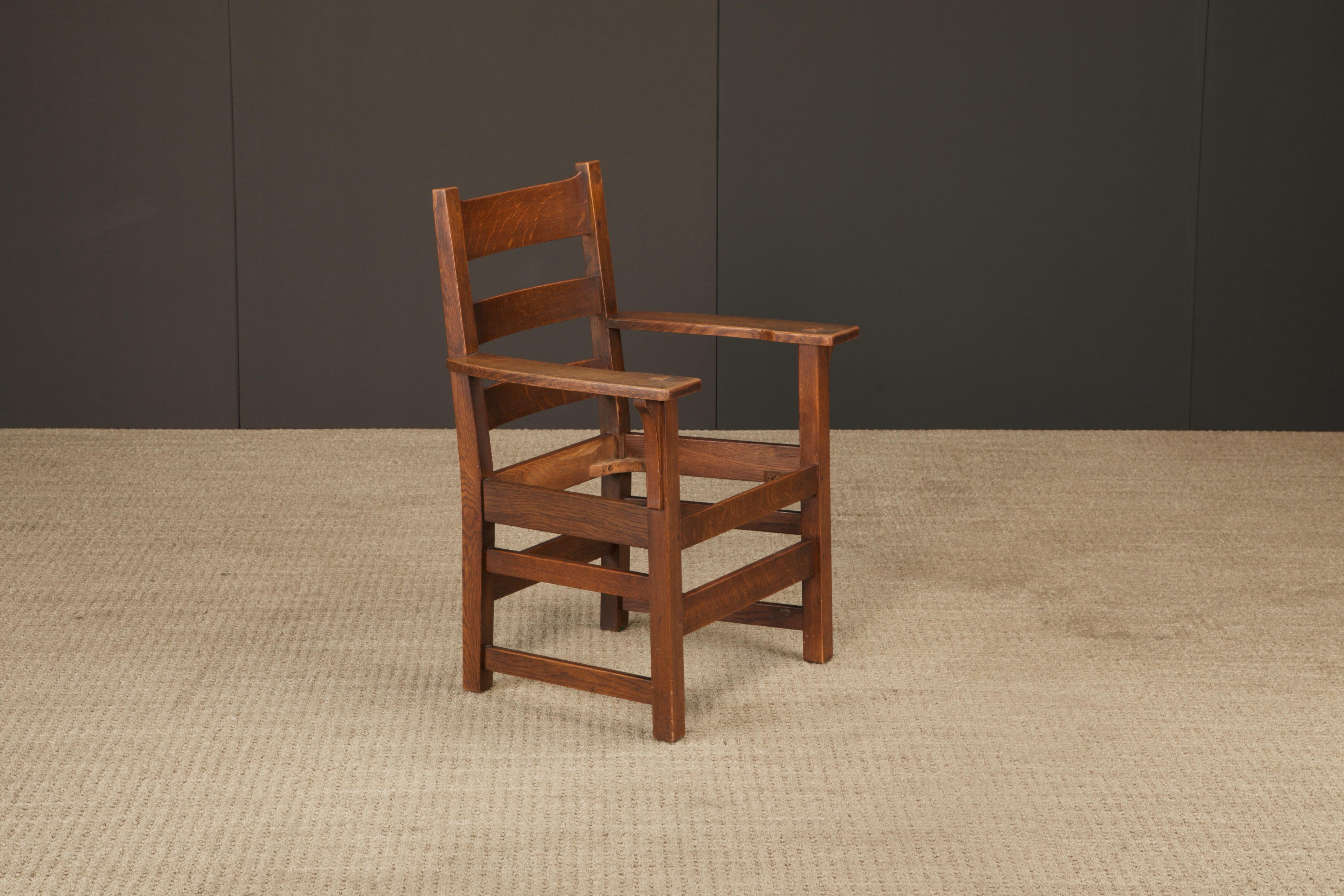 L. Y J.G. Sillón con respaldo de escalera Stickley Mission Oak, c. 1910, Firmado en venta 9