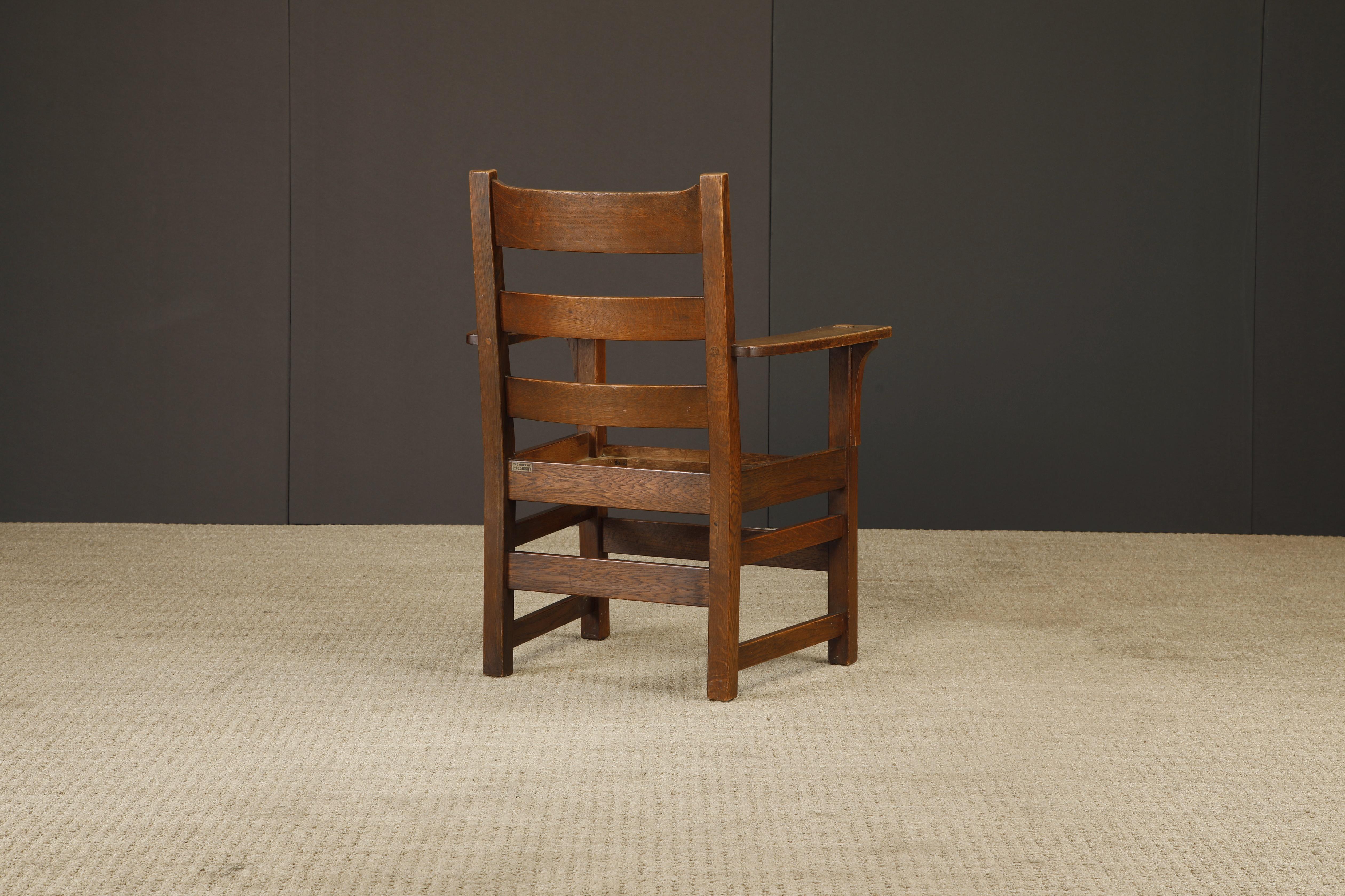 L. Y J.G. Sillón con respaldo de escalera Stickley Mission Oak, c. 1910, Firmado en venta 12
