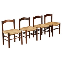 Rustic French Mid-Century Modern Dining Chairs, Style of Charlotte Perriand