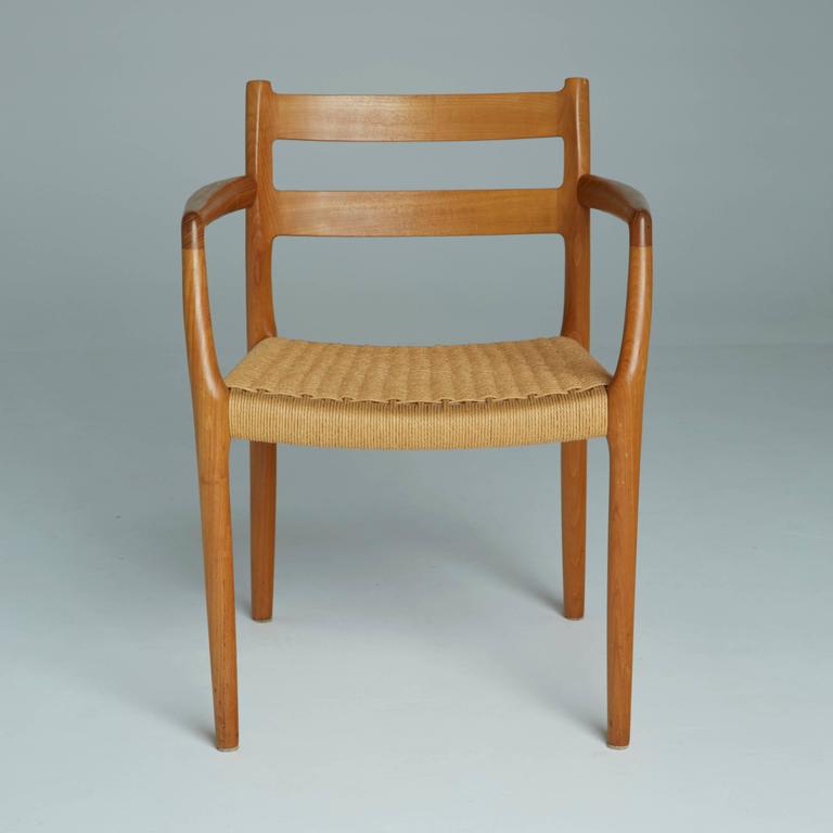 Woven and Teak Model 67 Armchairs by Niels O. Møller for J.L. Møller at ...