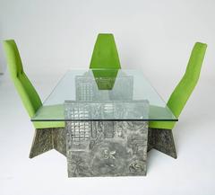 Brutalist Dining Set with Four Chairs and Dining Table by Adrian Pearsall