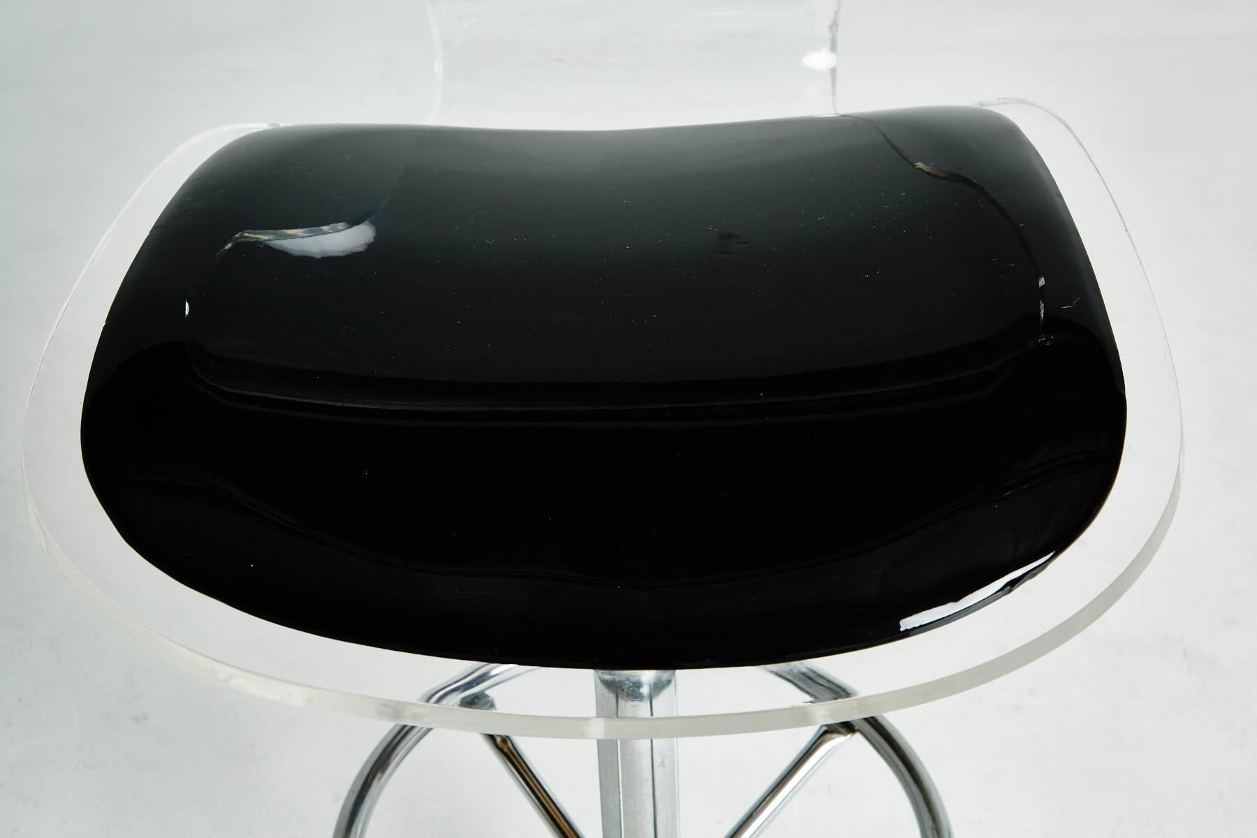 Swiveling Lucite Bar Stools in the Style of Charles Hollis Jones 2