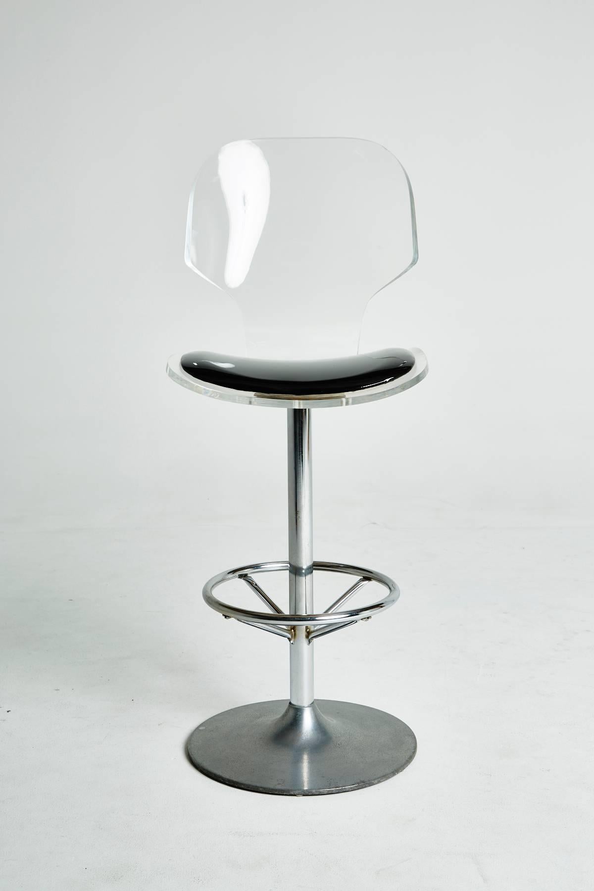American Swiveling Lucite Bar Stools in the Style of Charles Hollis Jones
