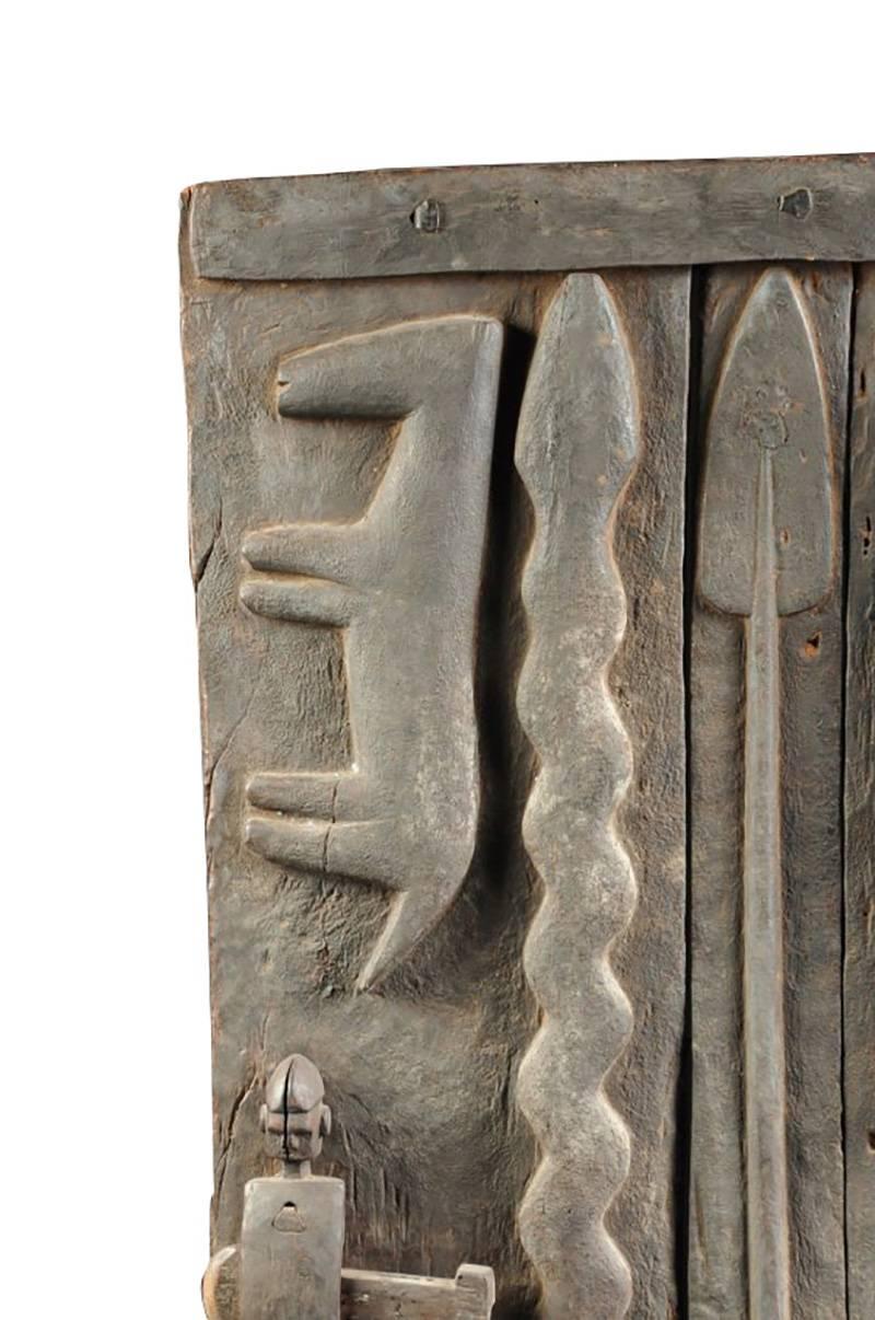 Tribal Monumental Hardwood African Granary Door, circa 18th Century