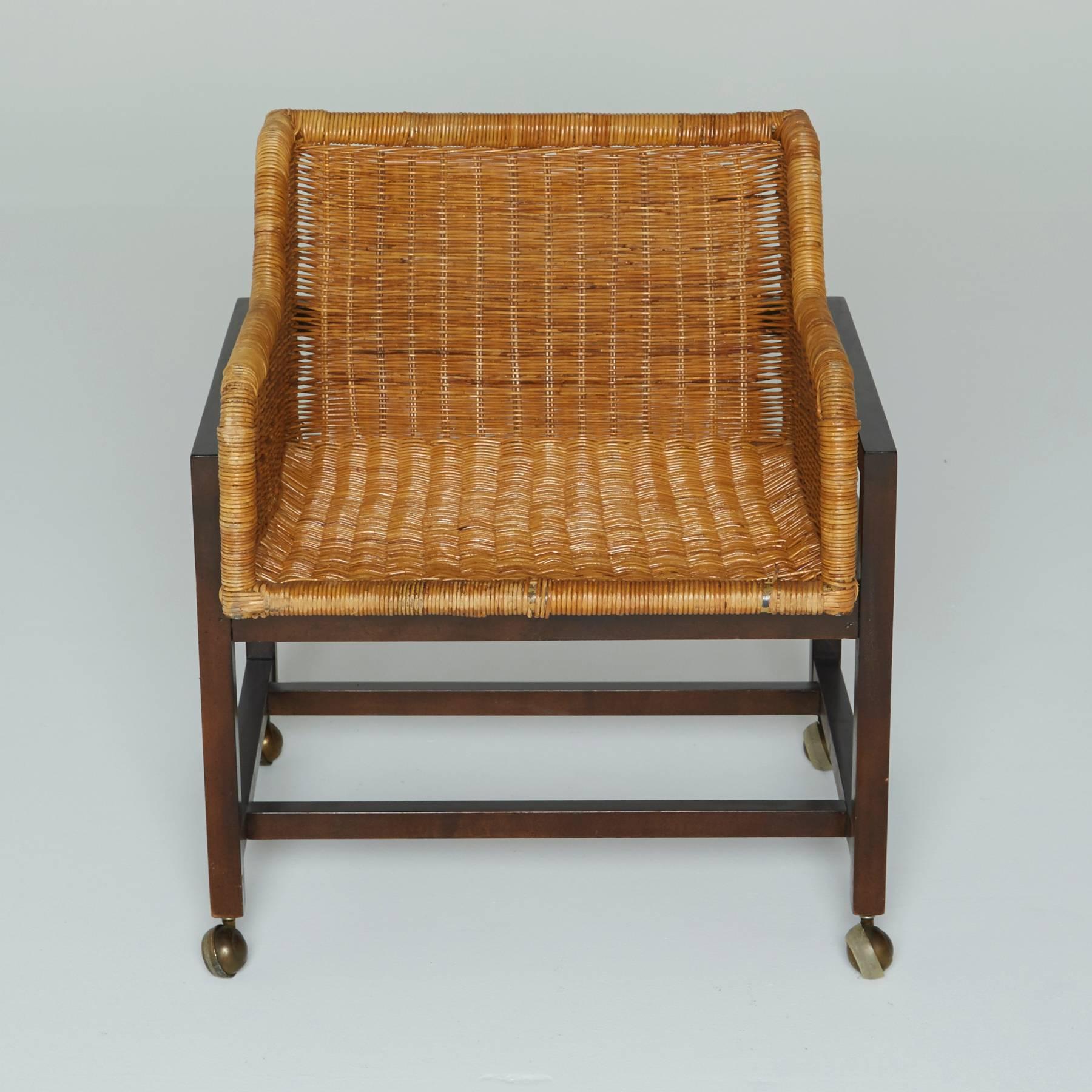 Set of Three Woven Wicker Basket Chairs In Good Condition In Los Angeles, CA