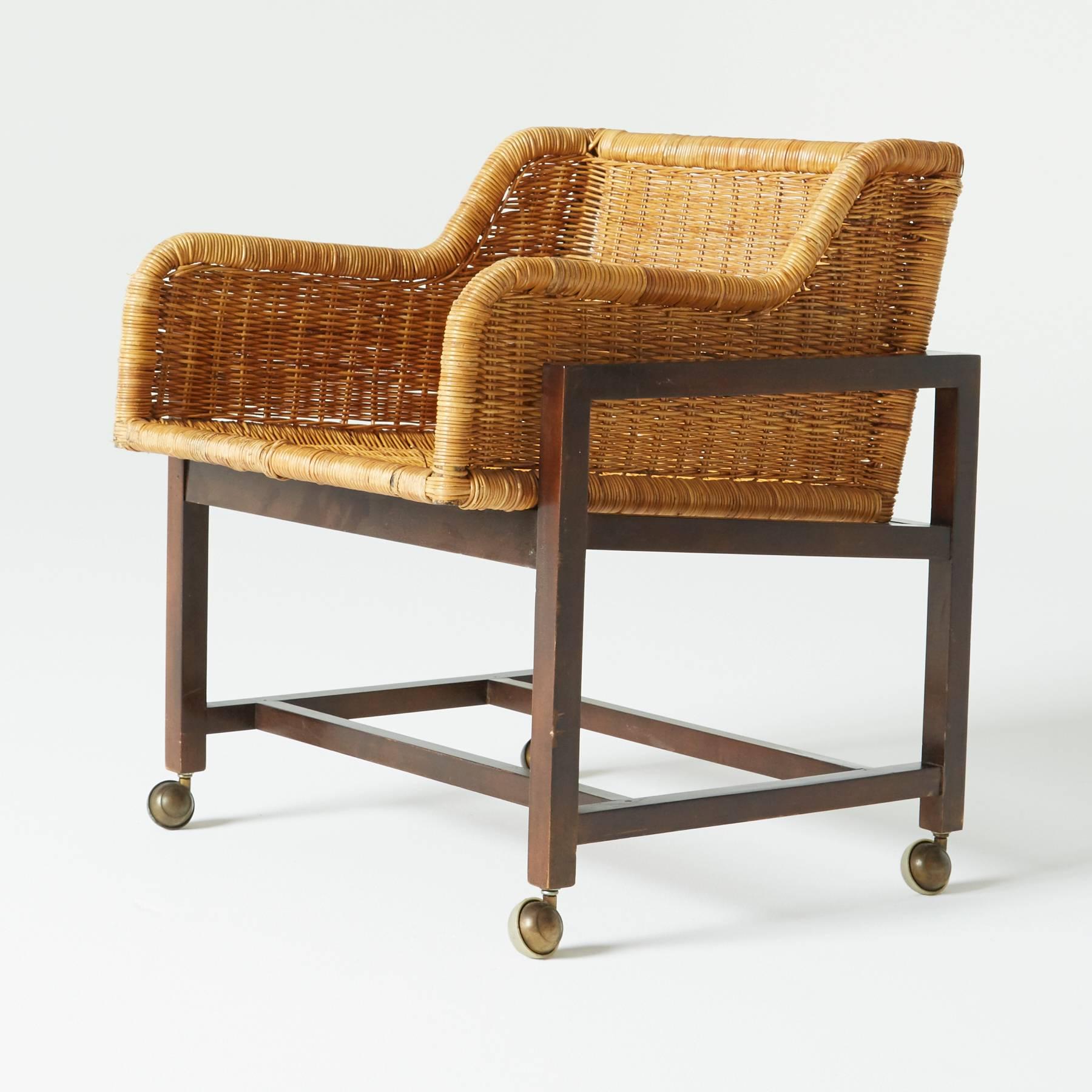 Mid-Century Modern Set of Three Woven Wicker Basket Chairs