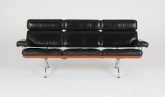 Eames Sofa by Herman Miller, Black Leather and Teak