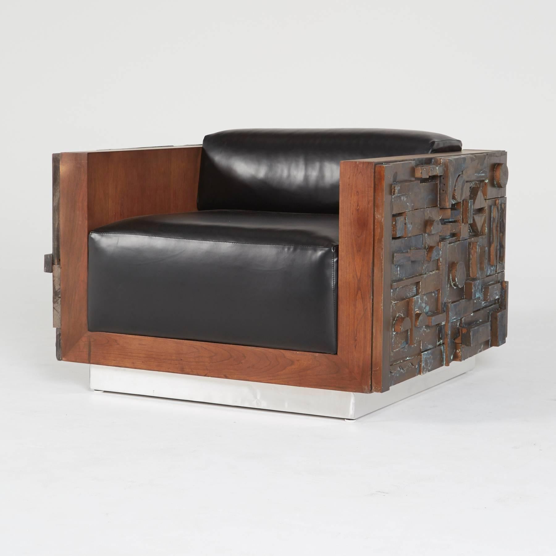 Handcrafted Brutalist Club Lounge Chairs, Custom Limited Edition In Excellent Condition In Los Angeles, CA