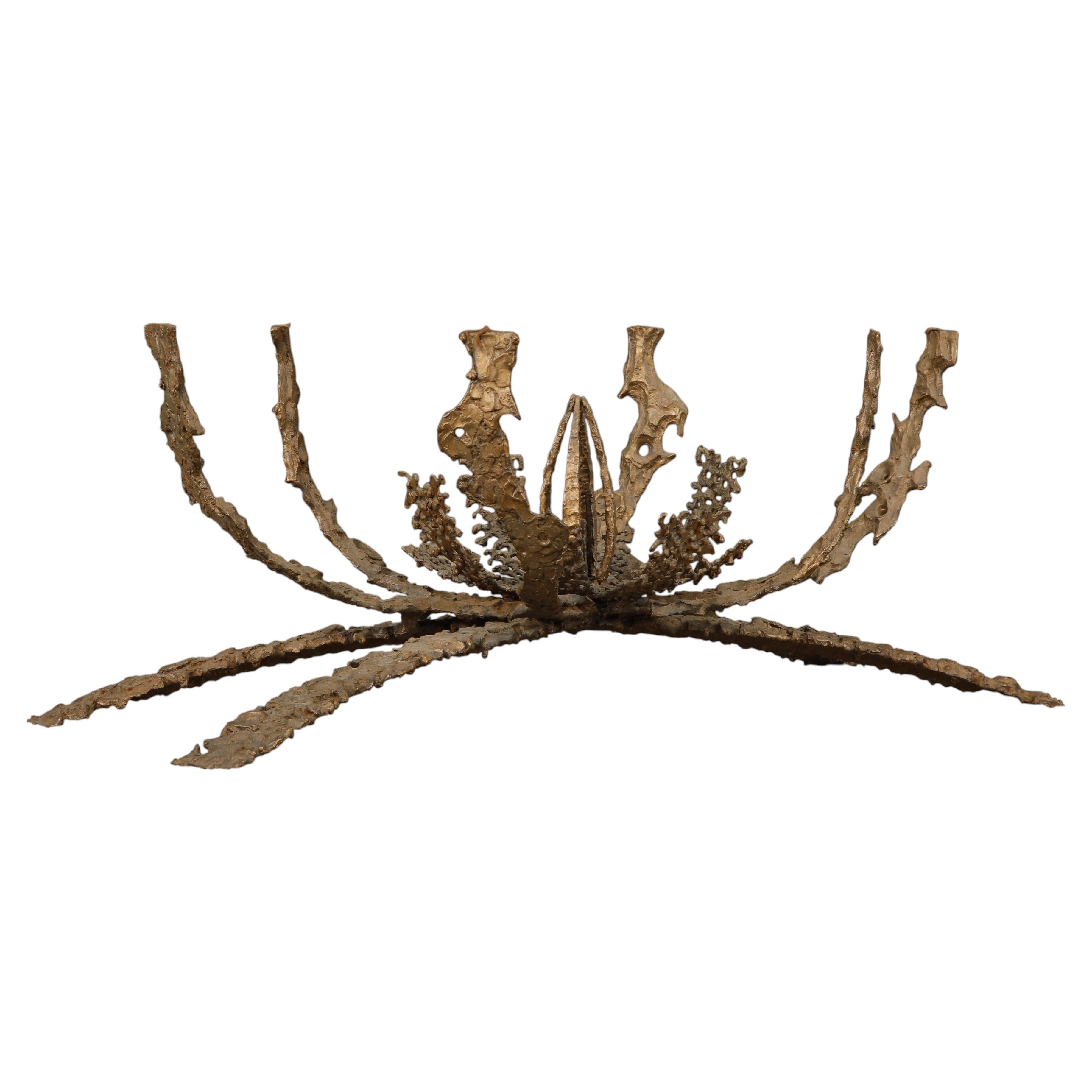 Daniel Gluck Brutalist Bronze 'Lotus' Sculptural Coffee Table Base, 1970s For Sale
