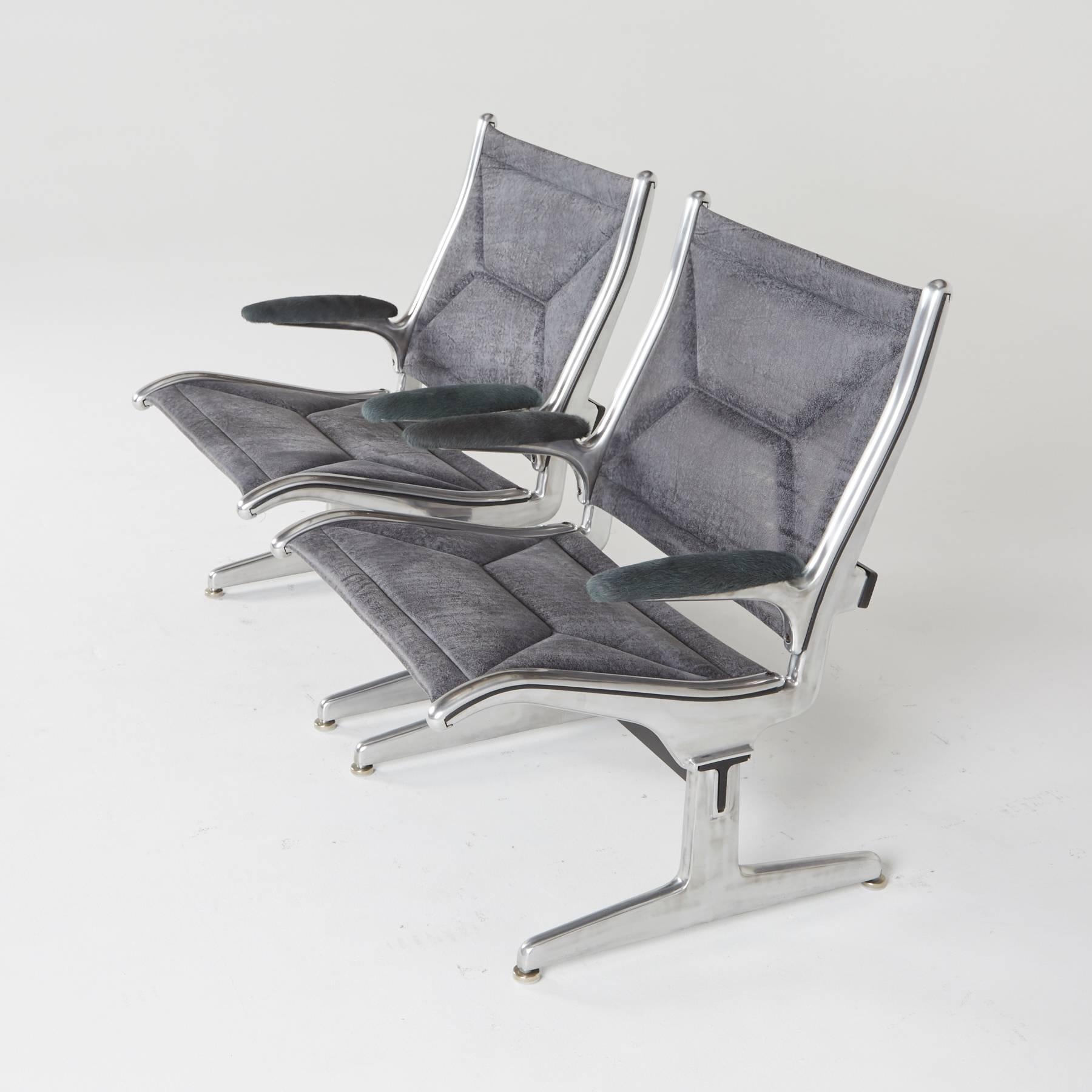 Aluminum Tandem Sling by Eames for Herman Miller, Restored in Edelman Leathers