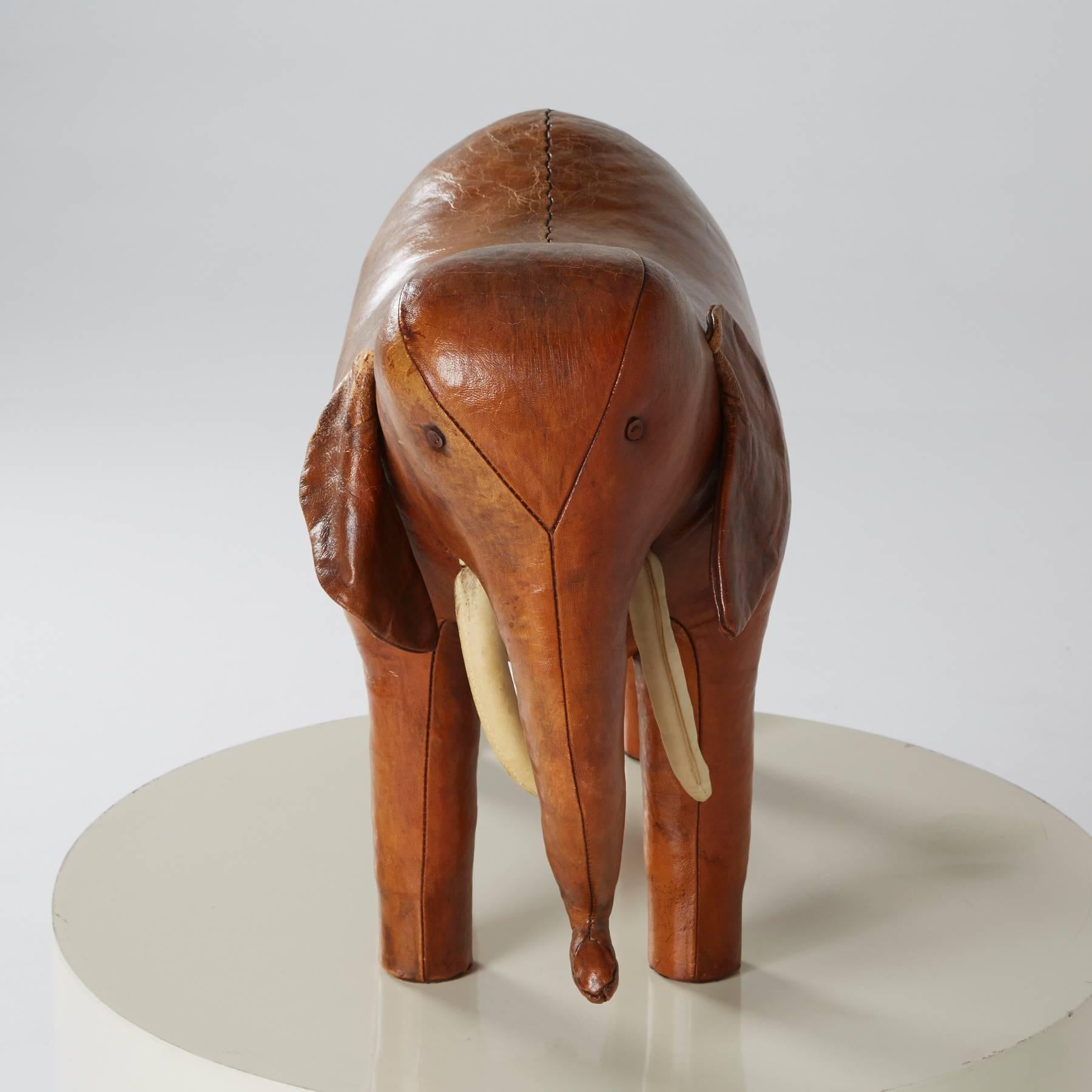 Mid-Century Modern Large Leather Elephant Footstool by Dimitri Omersa for Abercrombie & Fitch