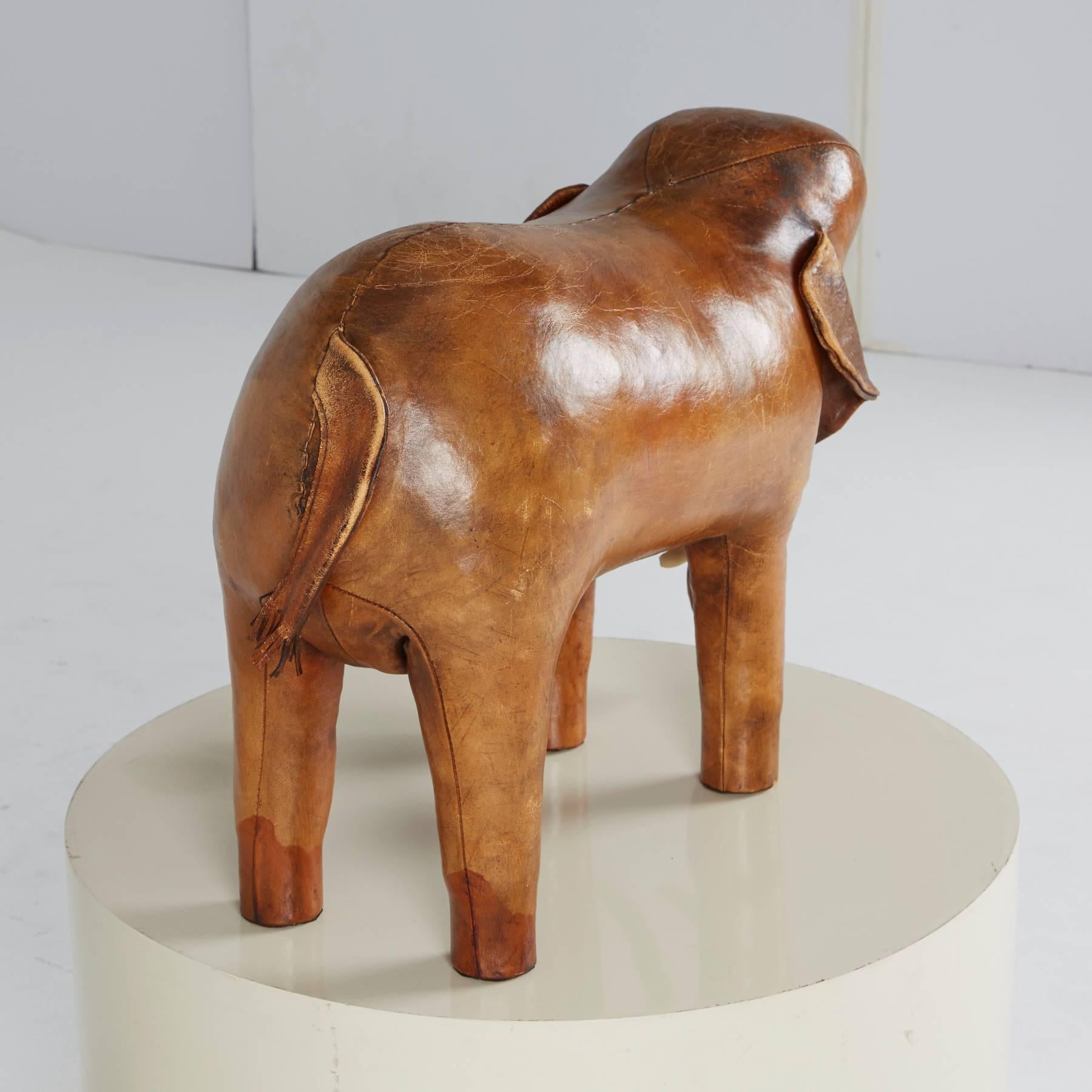 American Large Leather Elephant Footstool by Dimitri Omersa for Abercrombie & Fitch